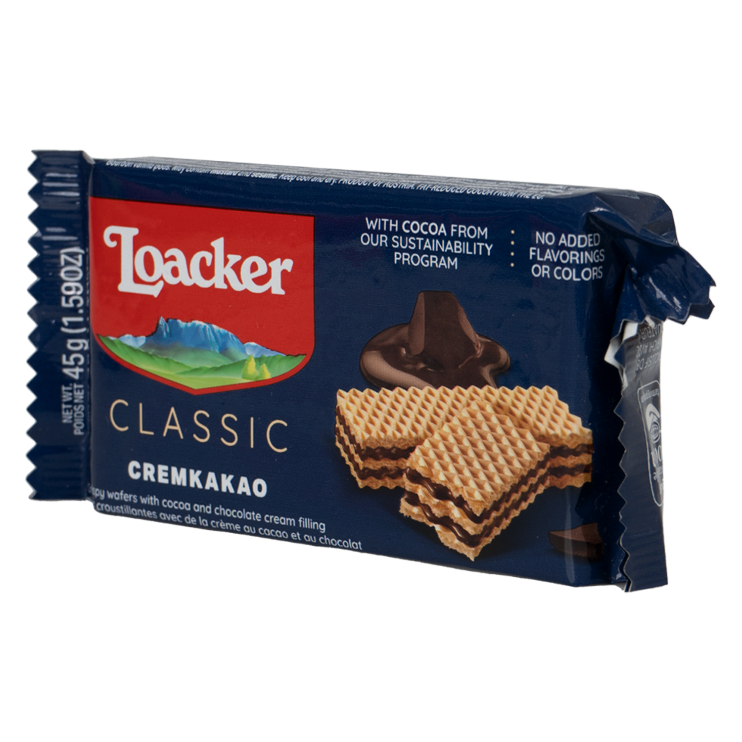 Galleta Classic Wafer Rellena Cacao Y Chocolate LOACKER 45 G