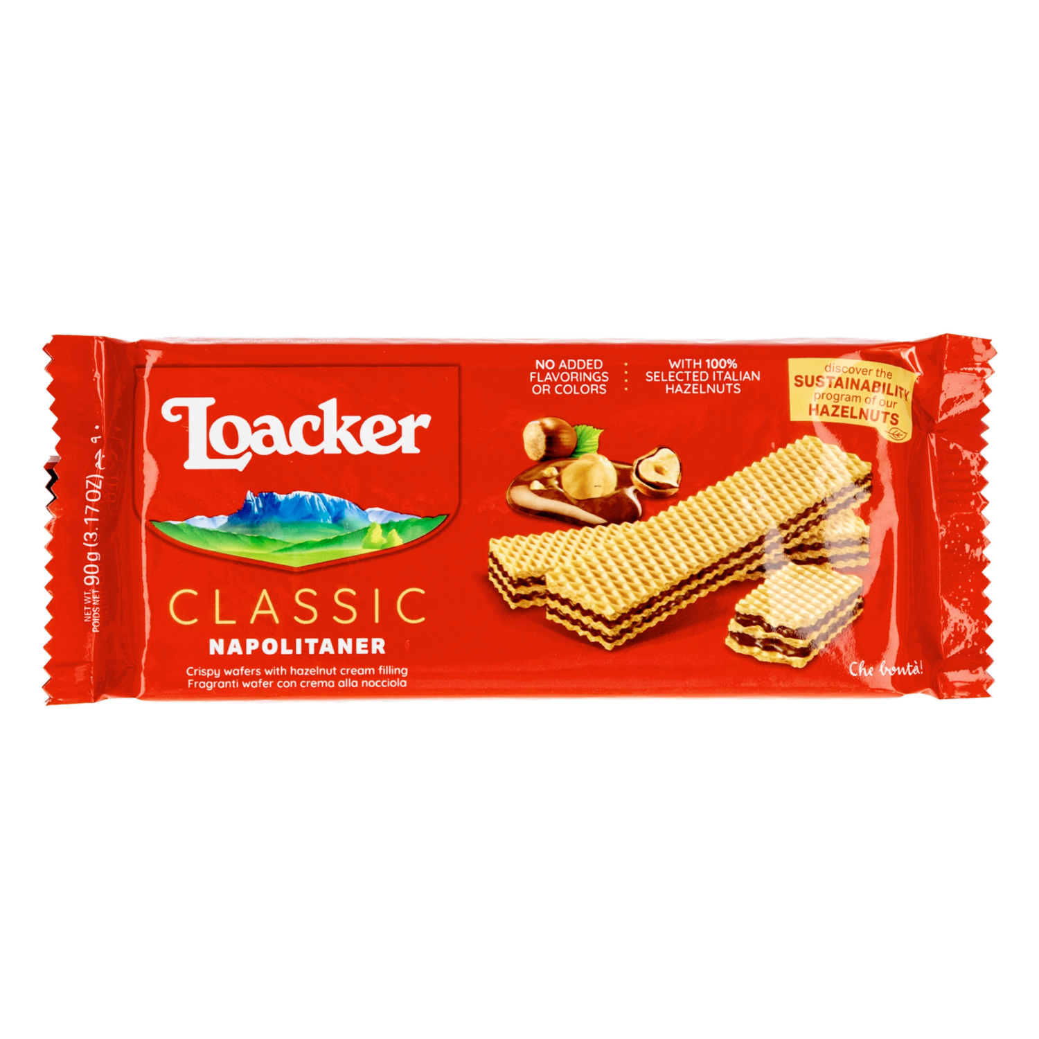 Galletas Dulces Classic Wafer Rellenas Con Avellana LOACKER 90 G