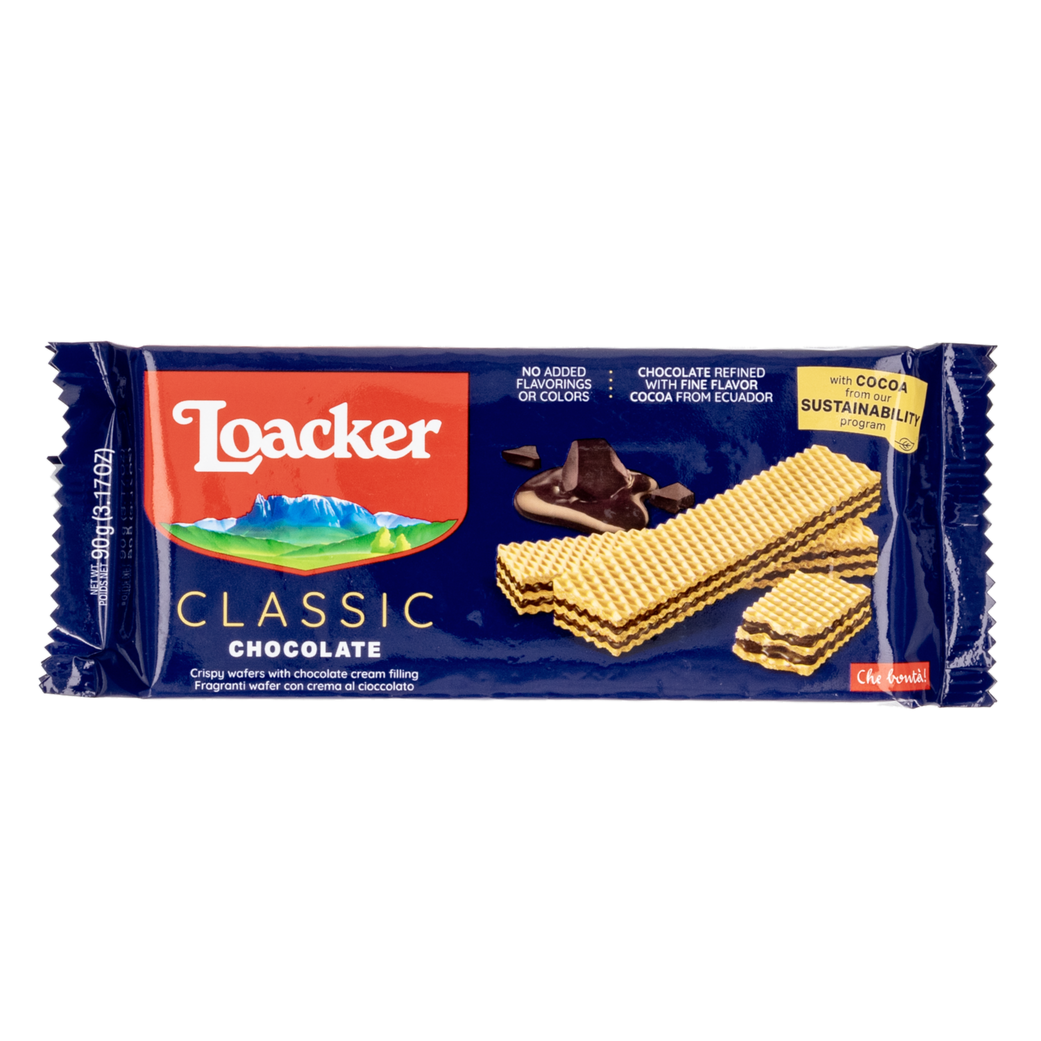Galletas Dulces Classic Wafer Rellenas Con Cacao Y Choco. LOACKER 90 G