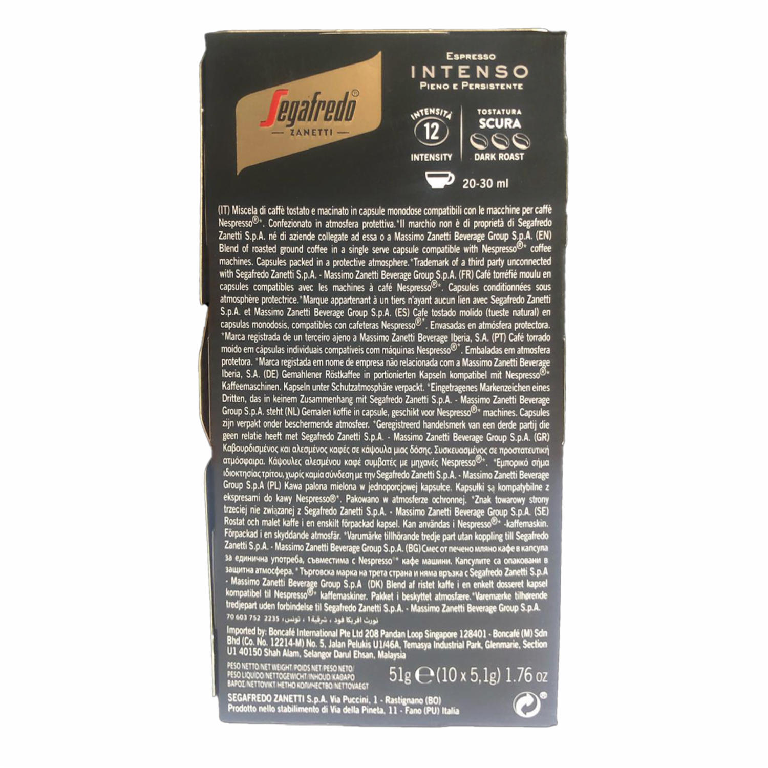 Café En Cápsulas Sabor Intenso SEGAFREDO 51 G