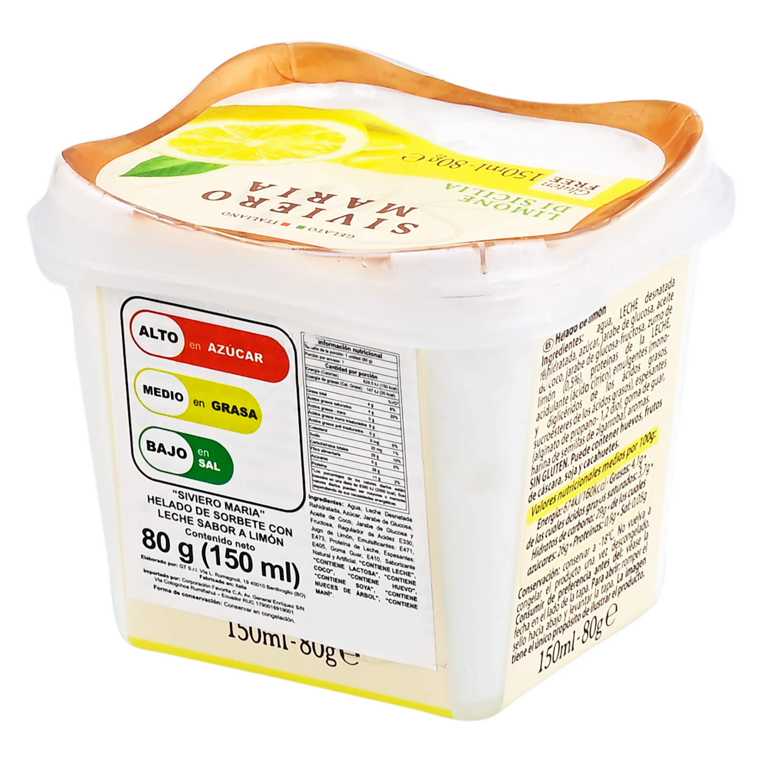 Helado Sorbete De Limón SIVIERO MARIA Tarrina