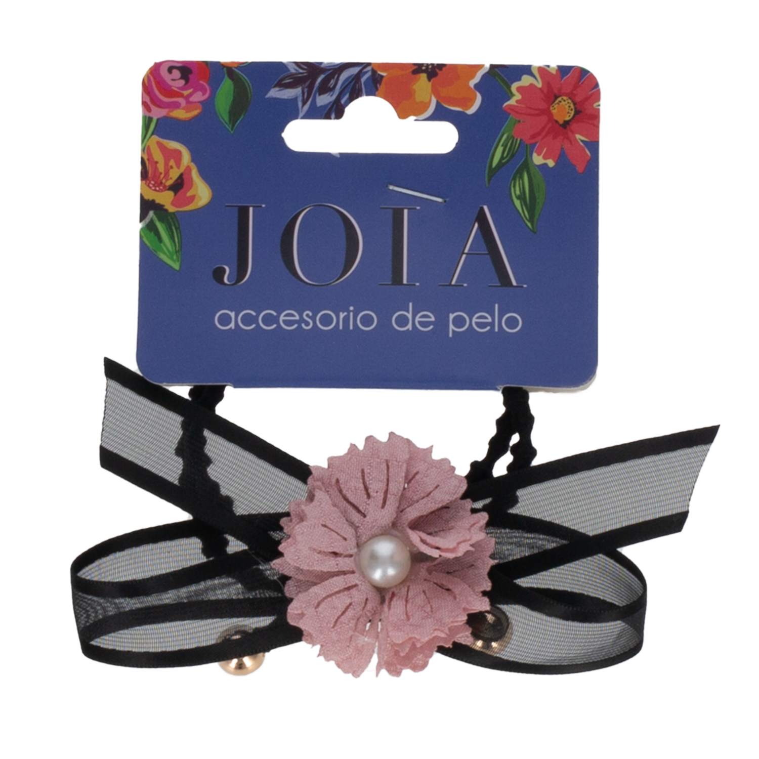 Vinchas De Cabello Tipo Elástico Negro Flor Rosado HAIR WITH FLAIR Unidad
