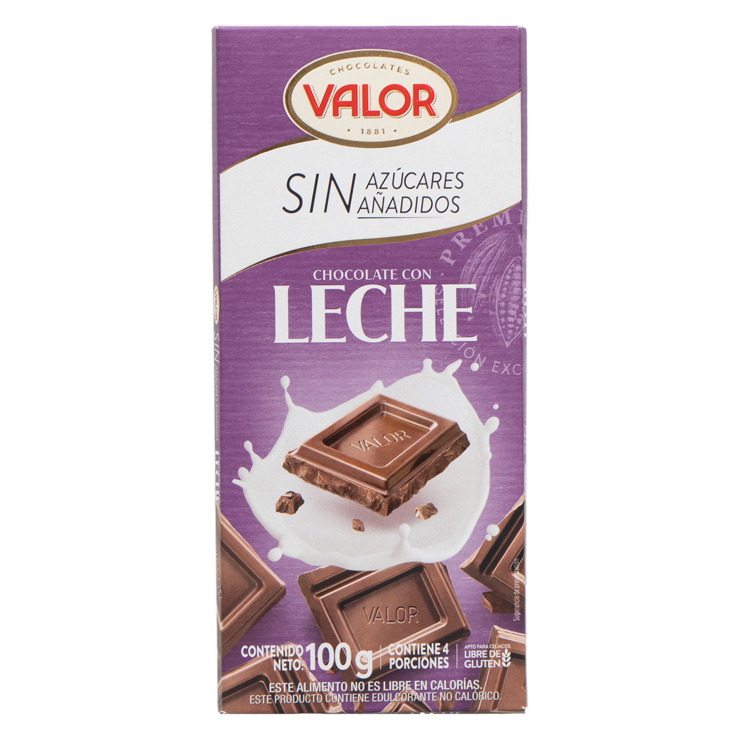 Chocolate Con Leche Sin Azúcar VALOR 100 G