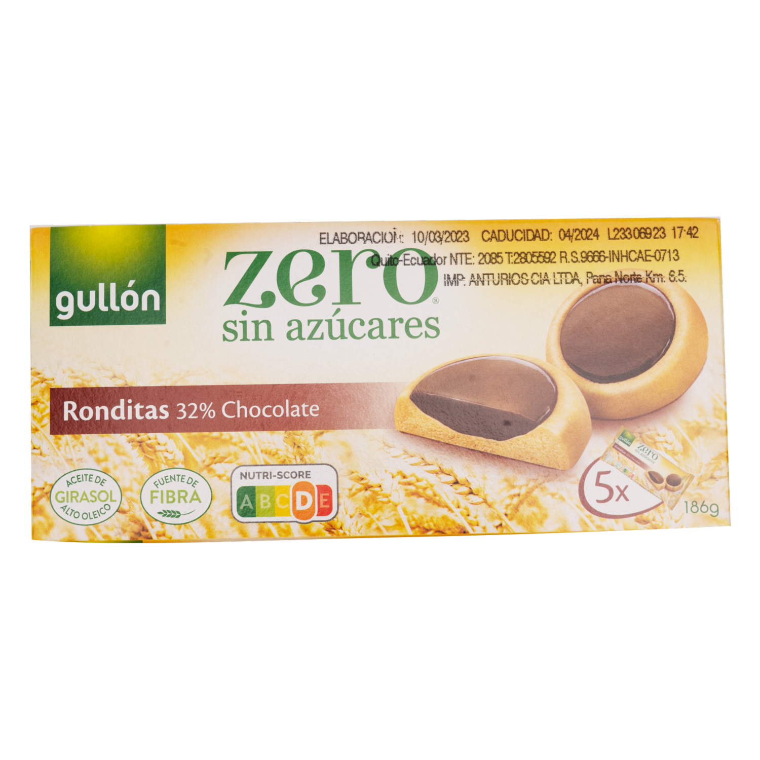 Galleta Ronditas 32% Chocolates Negro GULLÓN 186 G