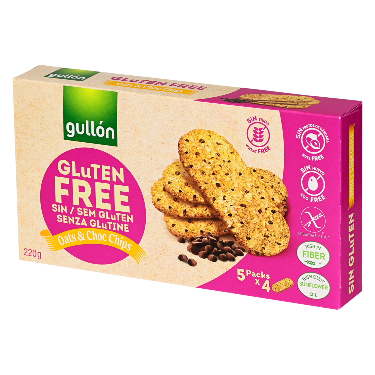 Galleta Oats & Choc Chips Sin Gluten GULLÓN 220 G