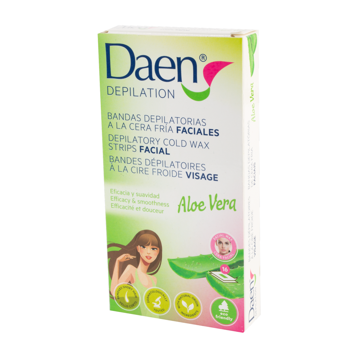 Bandas Depilatorias De Cera Fría Faciales DAEN 16 Uds