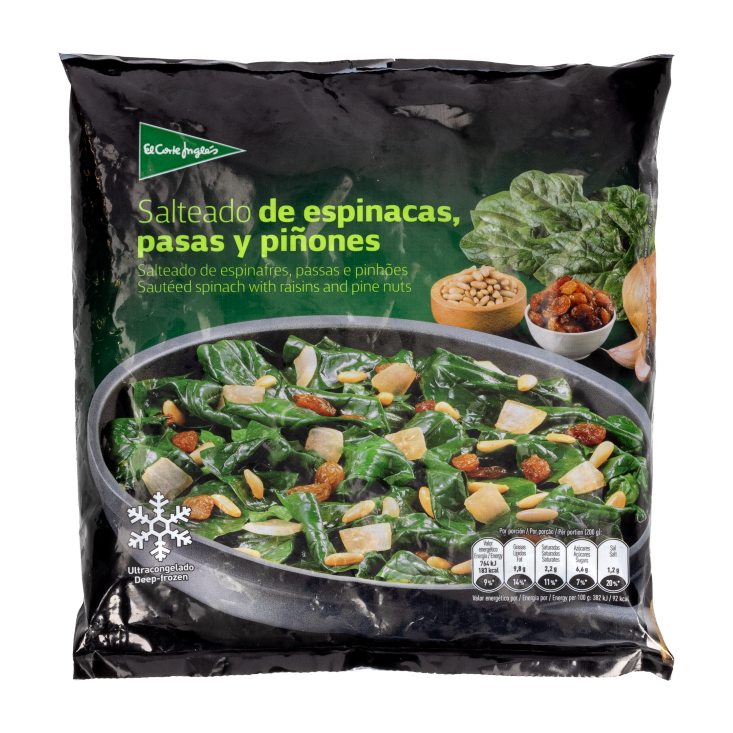 Salteado De Espinaca Pasas Y Piñones EL CORTE INGLÉS 400 G
