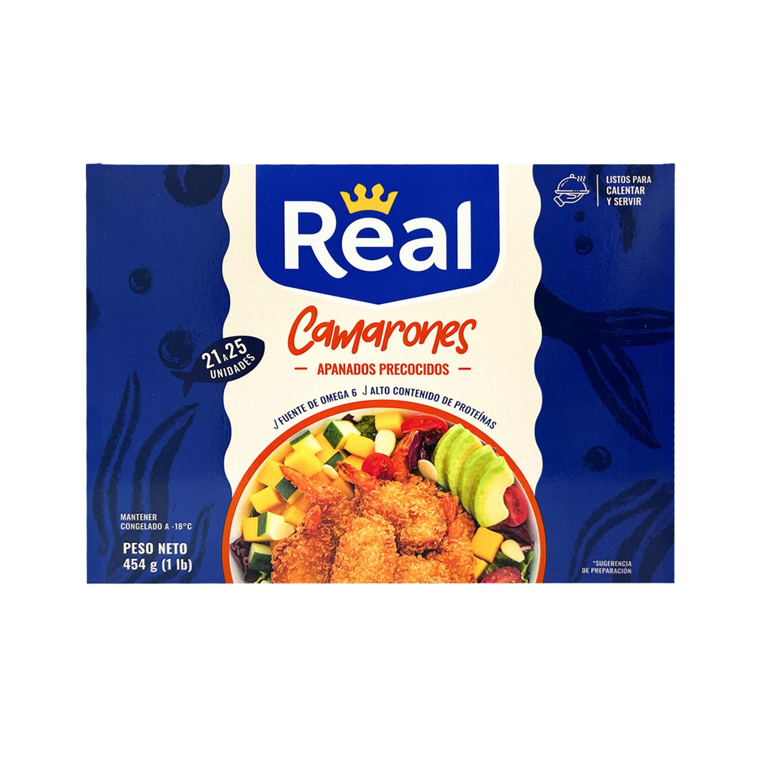 Camarones Apanados Precocidos Y Congelados REAL 454 G