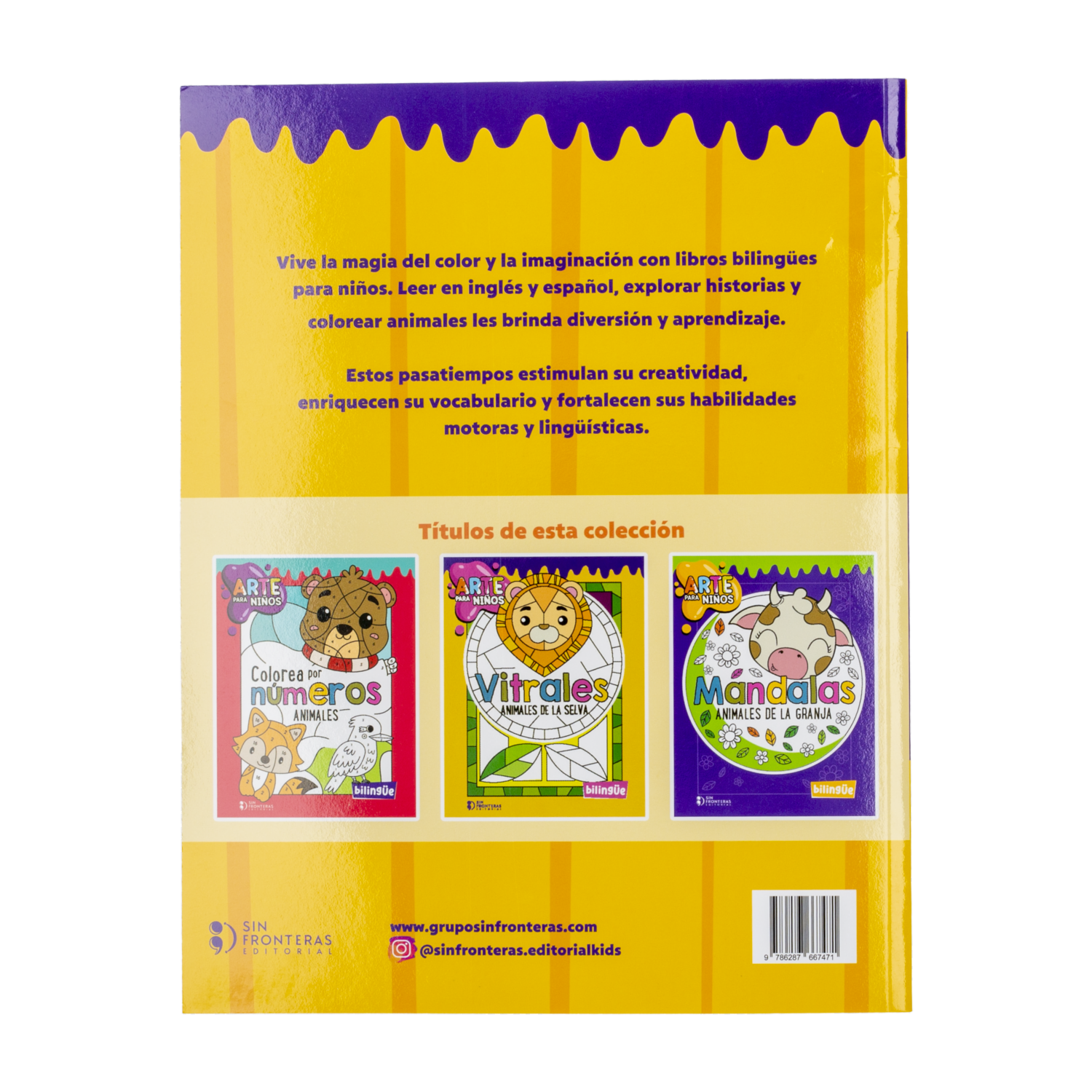 Libro Vitrales Para Colorear Animales De La Selva Colección Arte Para Niños MR.BOOKS 64 Páginas