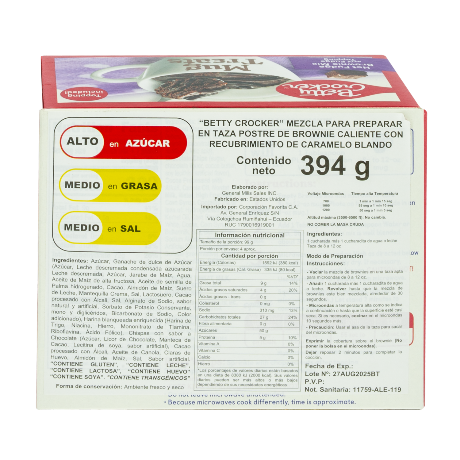 Premezcla Para Brownie De Chocolate BETTY CROCKER 394 G