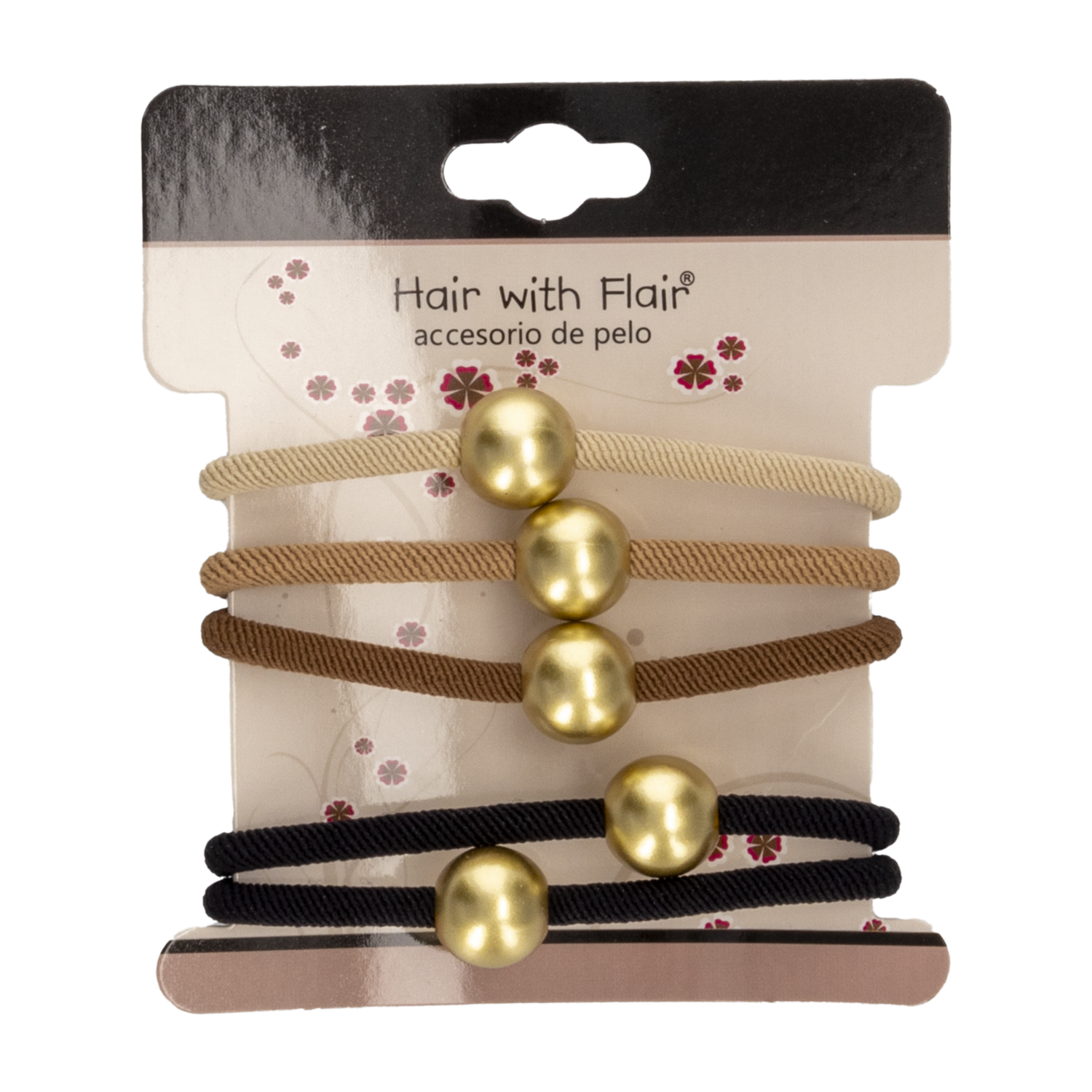 Vinchas De Cabello Tipo Ligas Con Perlas Doradas HAIR WITH FLAIR X5 Uds
