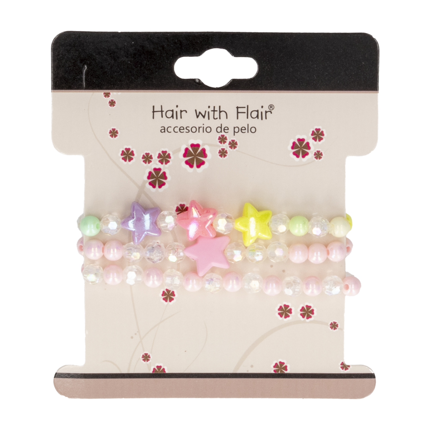Pulseras De Niñas Con Perlitas Y Florecitas HAIR WITH FLAIR X3 Uds