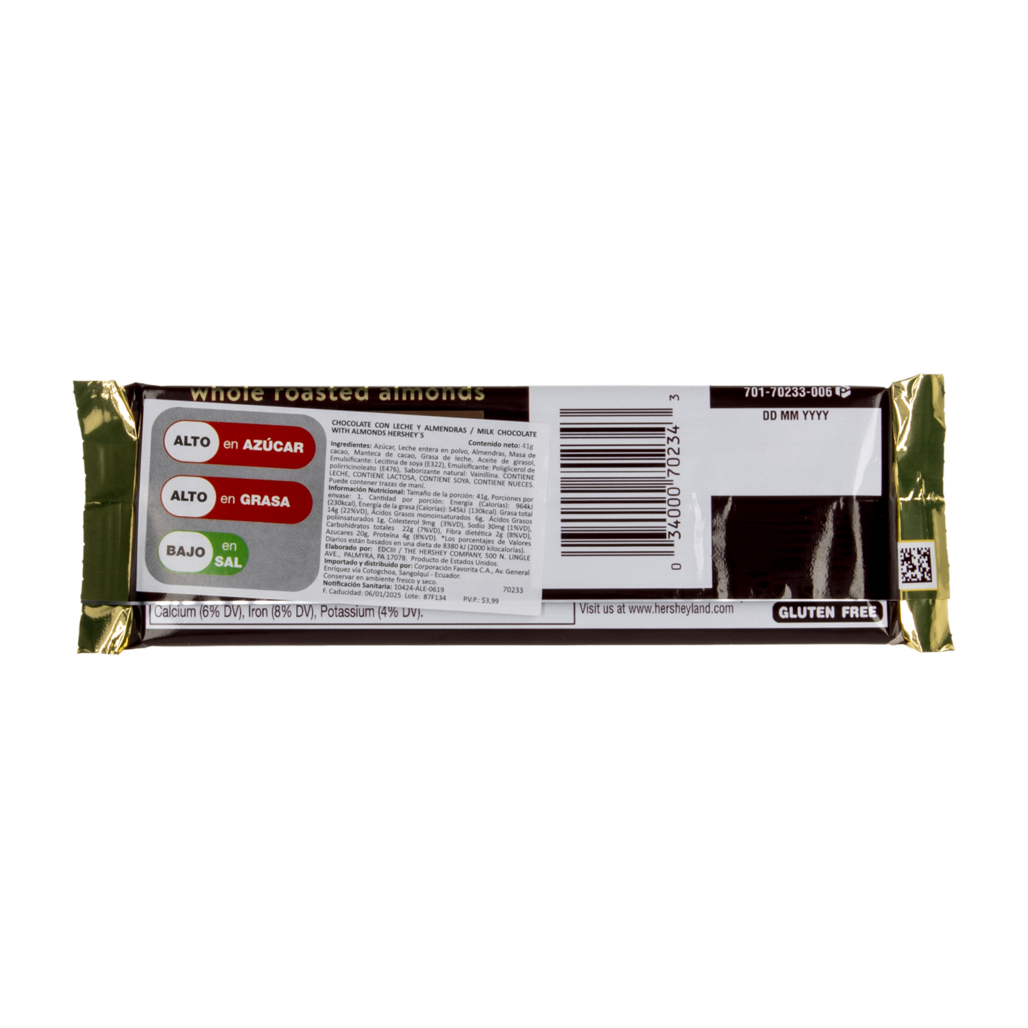 Chocolate Con Leche Y Almendras Tableta HERSHEY’S 41 G