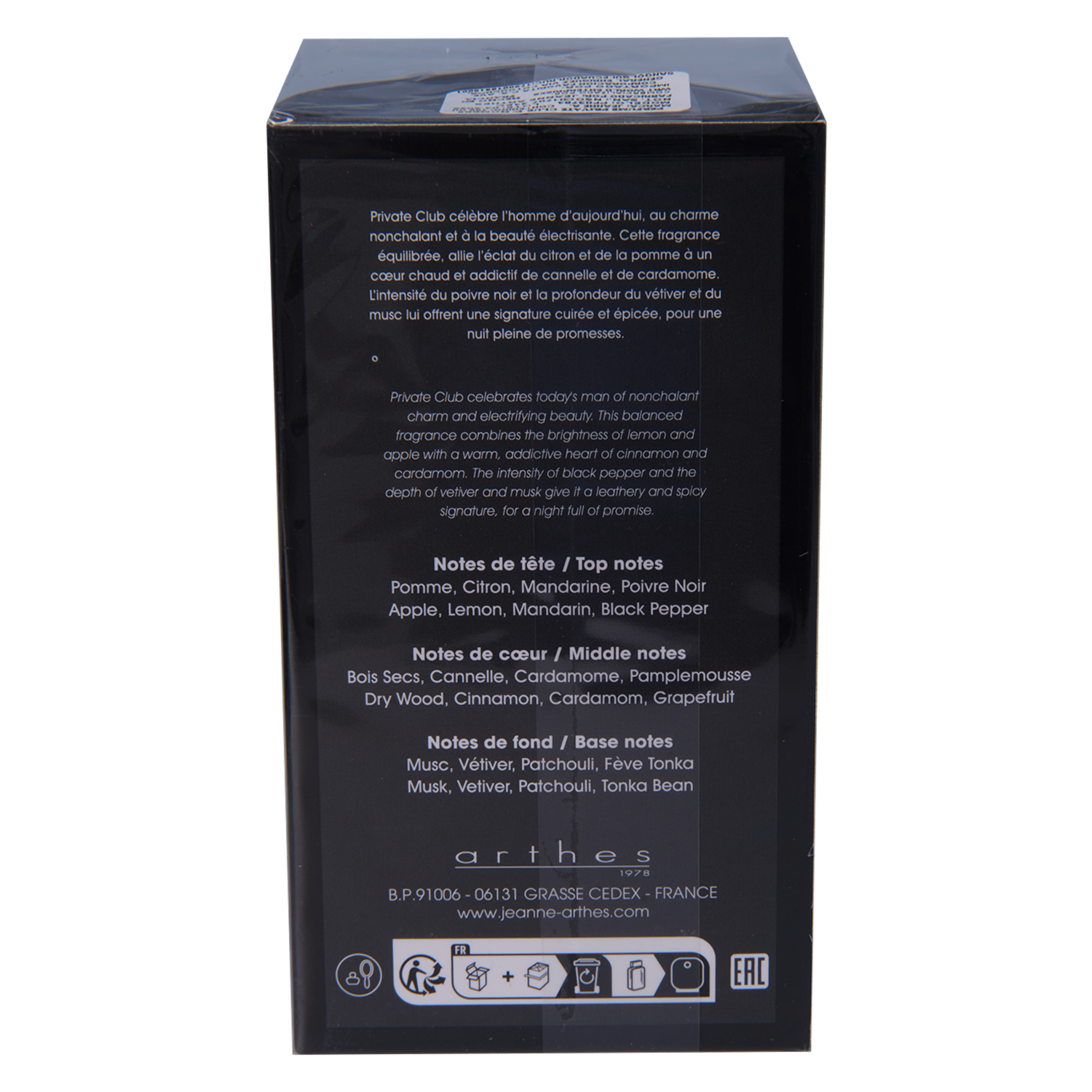 Fragancia Para Caballero Private Club JEANNE ARTHES EDT 100 Ml