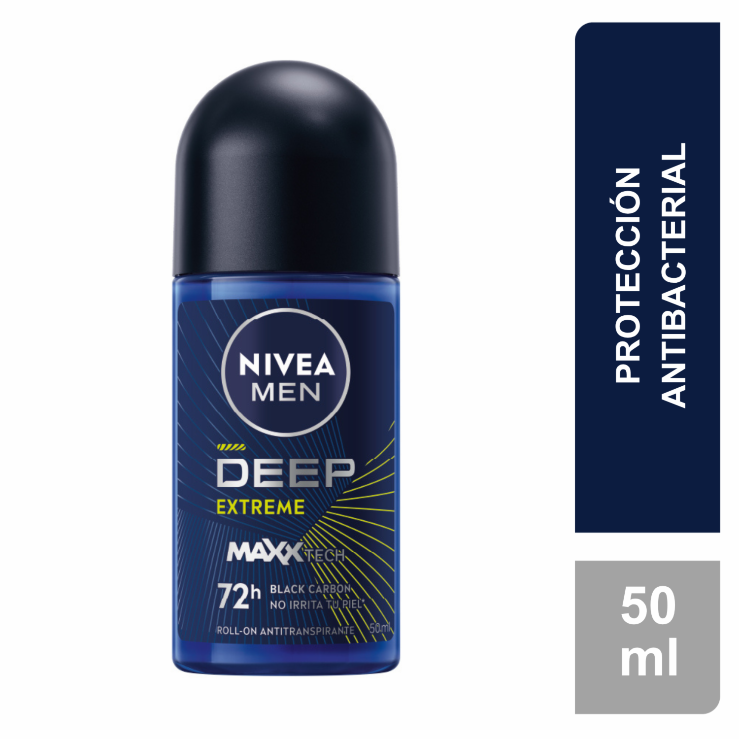 Desodorante En Roll On Antitranspirante Deep Extreme Black Carbón Para Caballero NIVEA 50 Ml