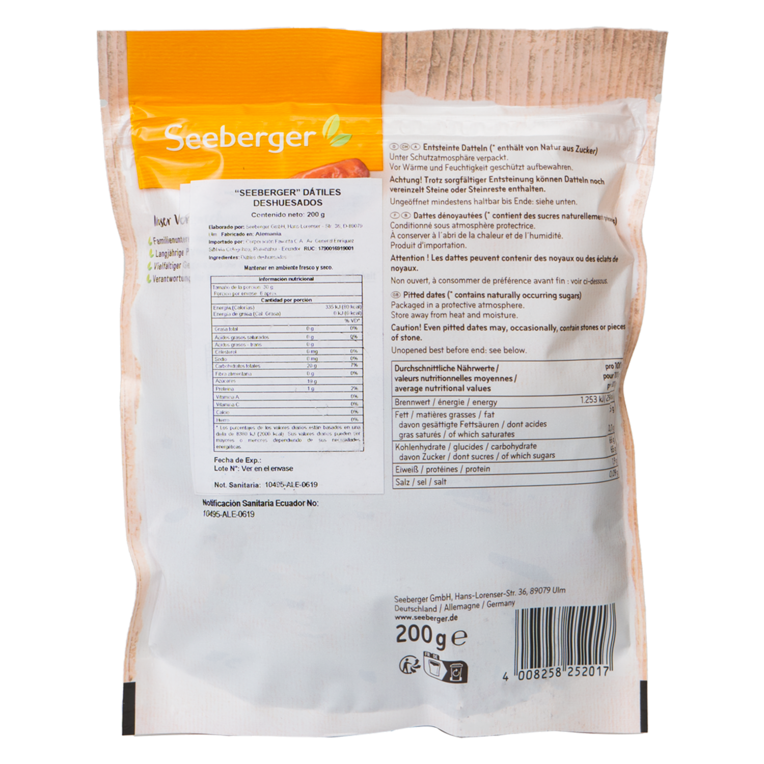 Dátiles Deshuesados SEEBERGER 200 G