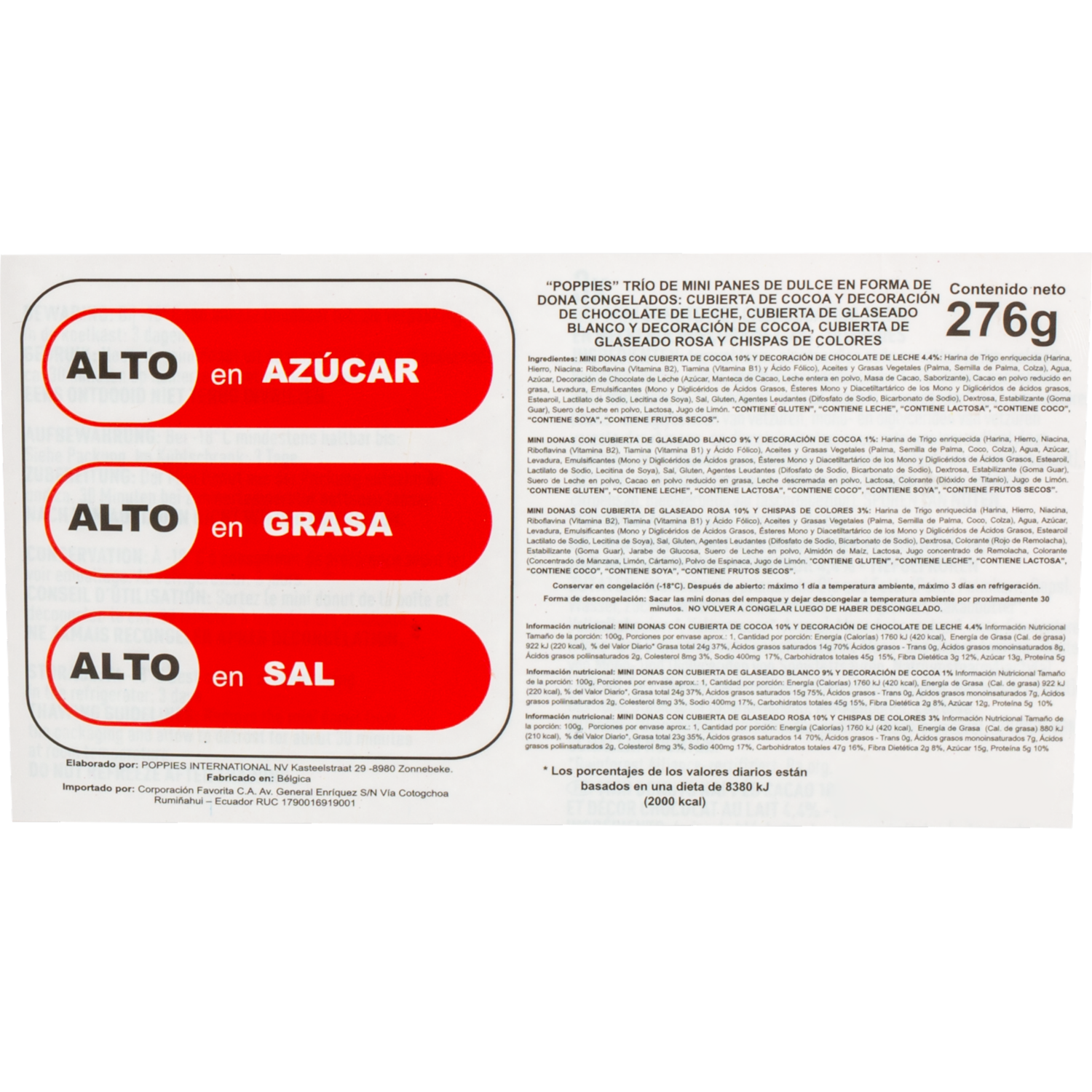 Trio Mini Donust Congeladas POPPIES 276 G
