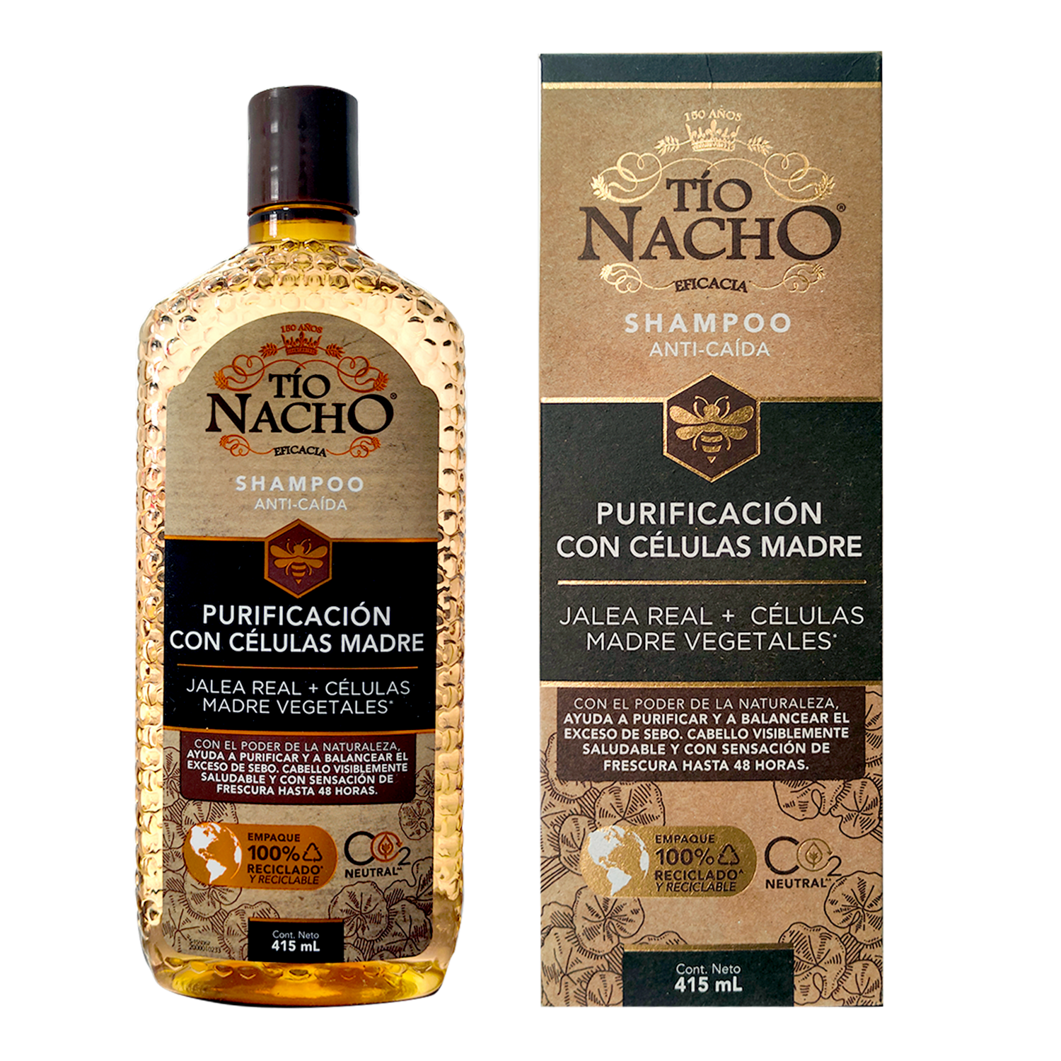 Shampoo De Cabello Purificación Con Células Madre Y Jalea Real TÍO NACHO 415 Ml