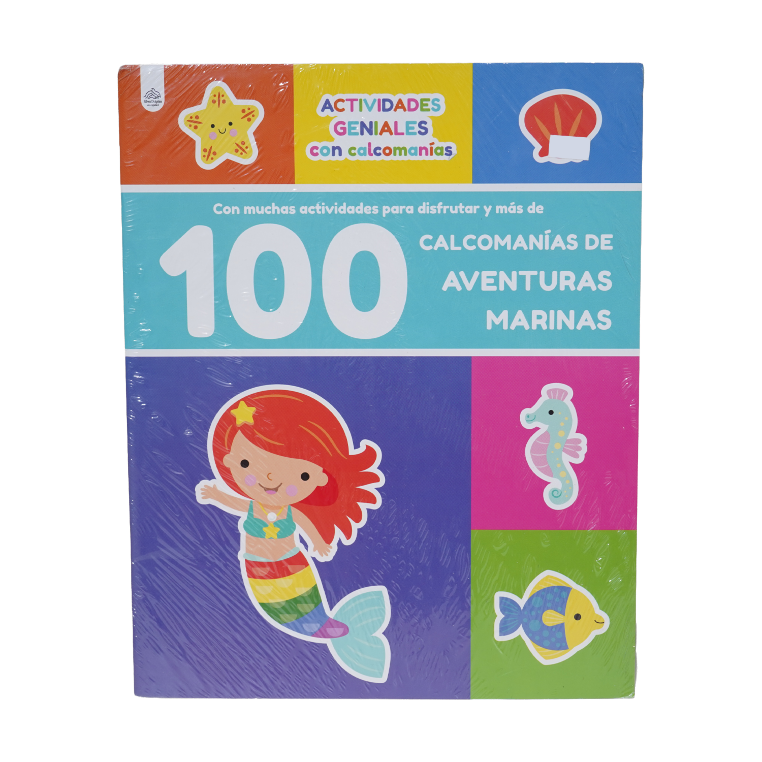 Libro 100 Calcomanías De Aventuras Marinas SILVER DOLPHIN 60 Páginas