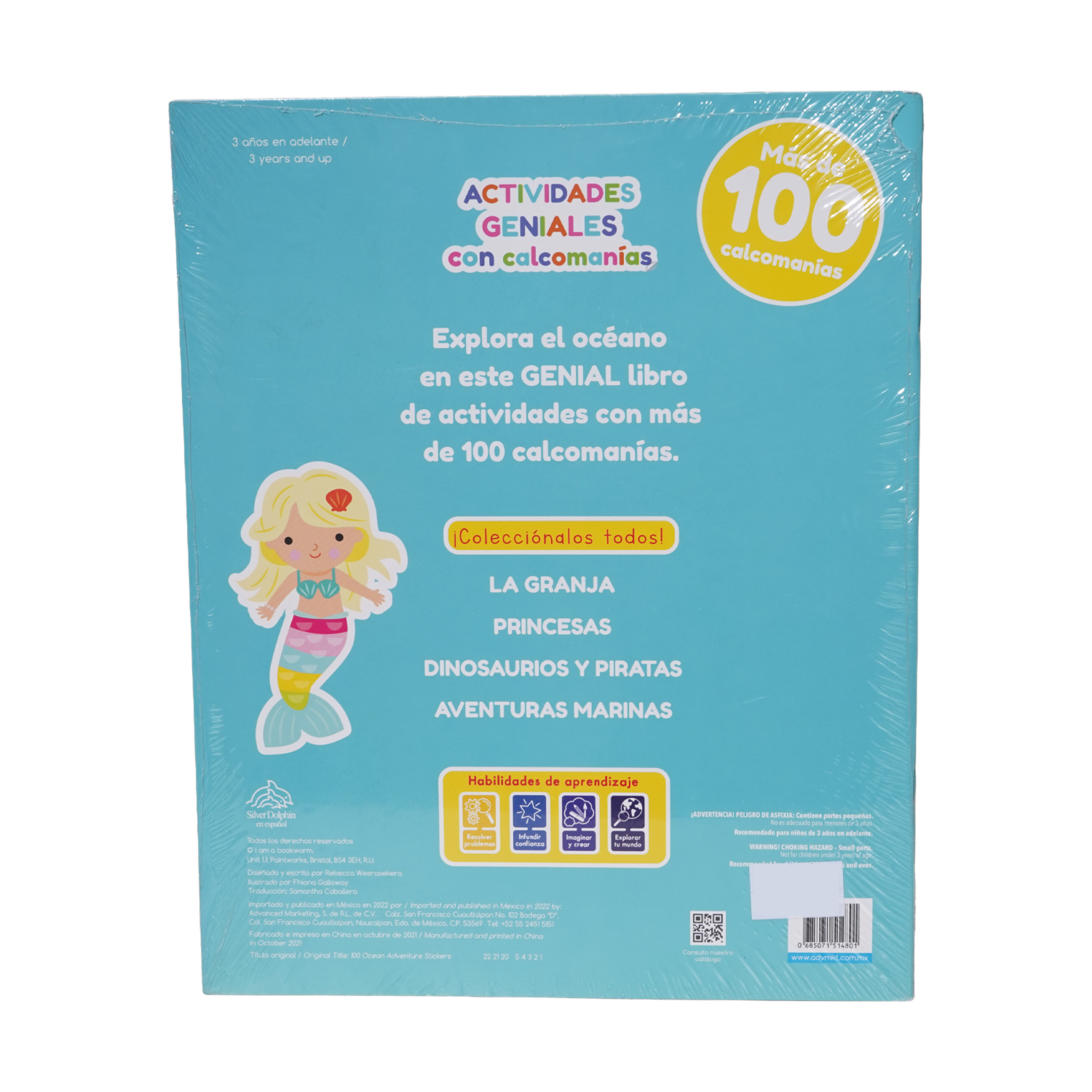 Libro 100 Calcomanías De Aventuras Marinas SILVER DOLPHIN 60 Páginas