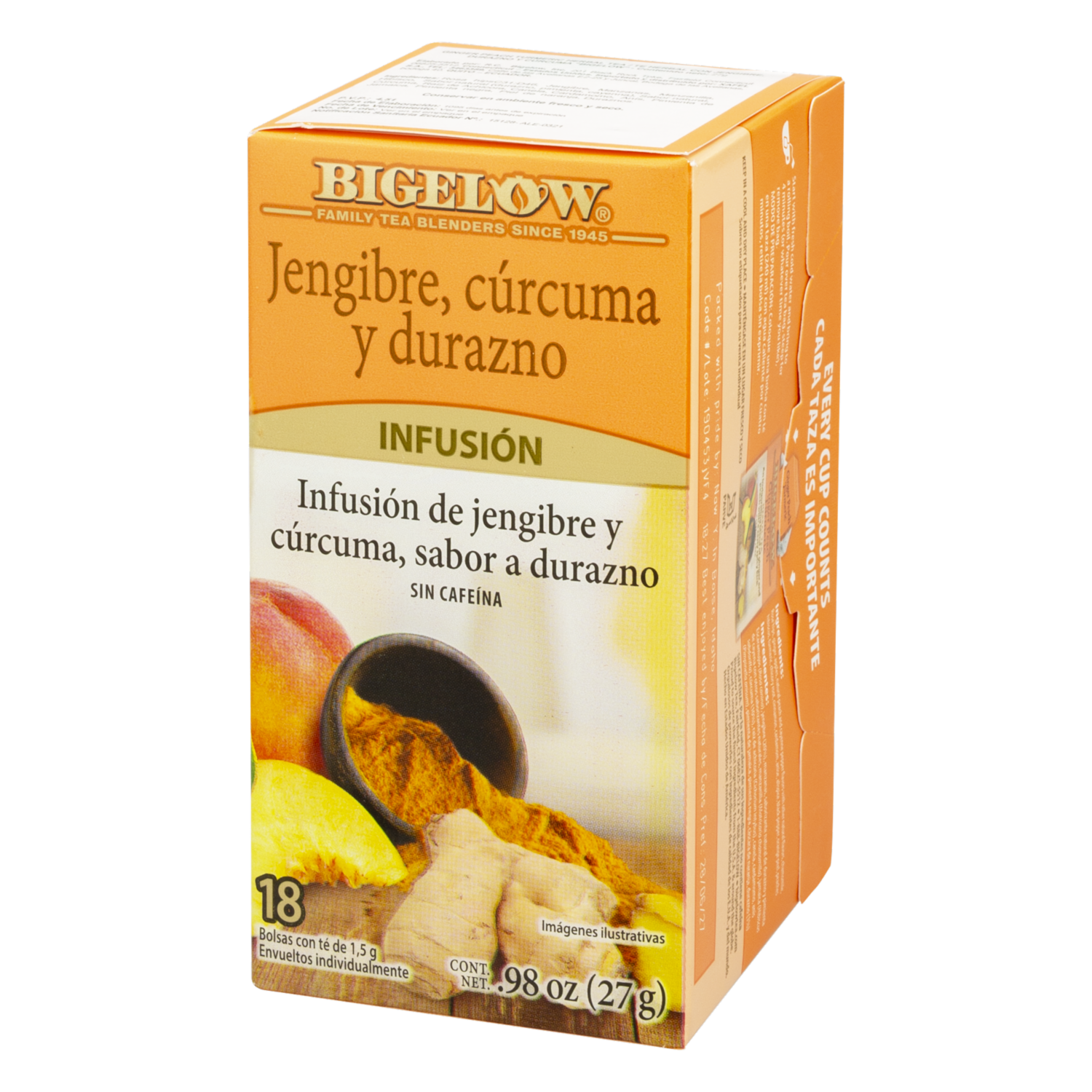 Té Jengibre Durazno Y Cúrcuma BIGELOW 27 G