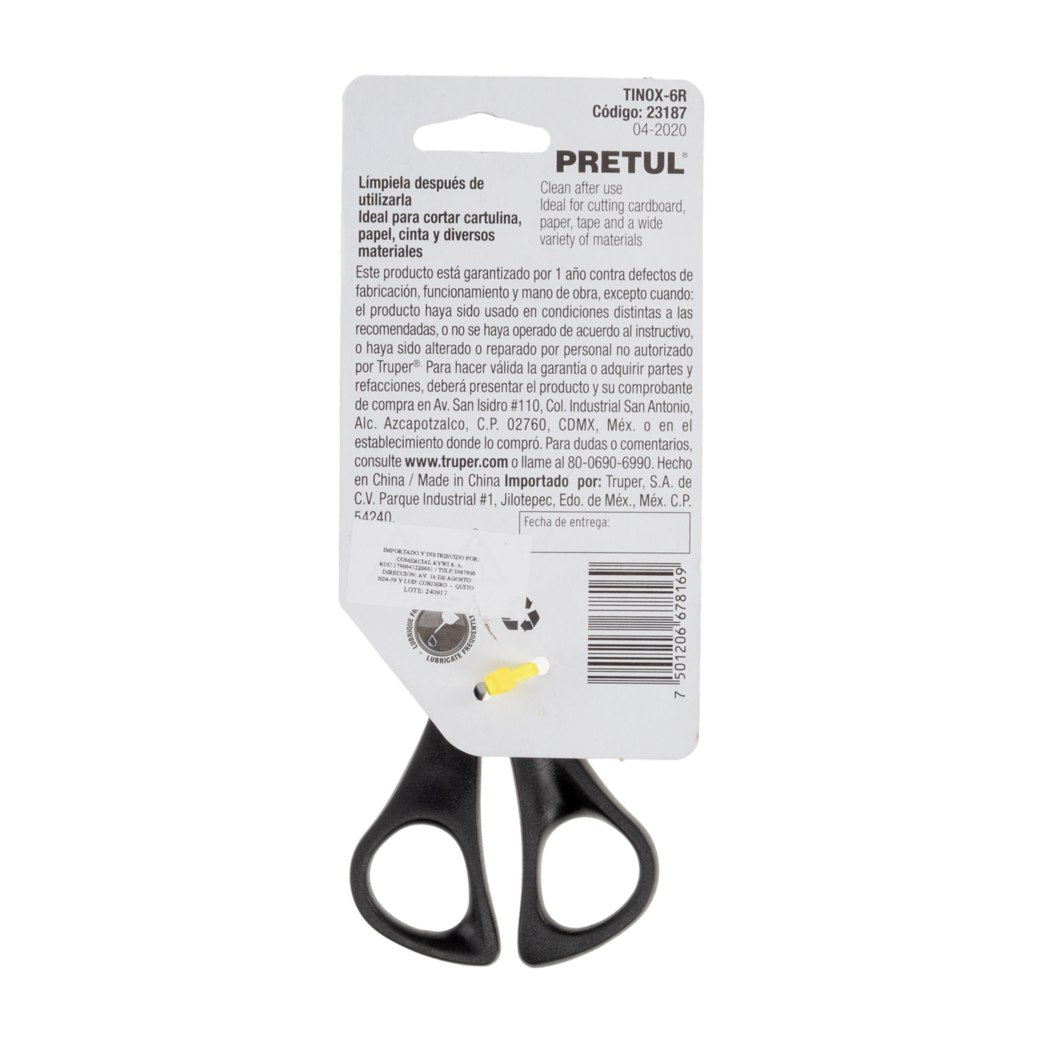 Tijera De Acero Inoxidable Negra PRETUL 6″