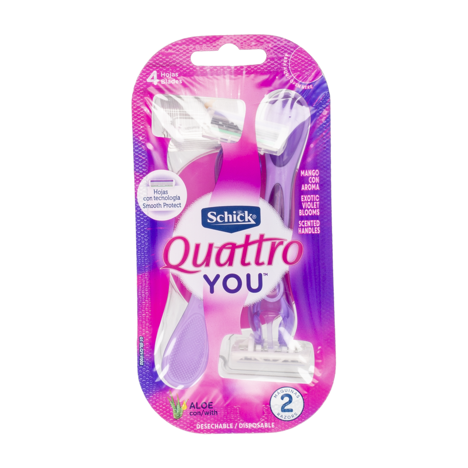 Afeitadora Desechable Para Mujer Quattro You Con Aloe SCHICK X2 Uds