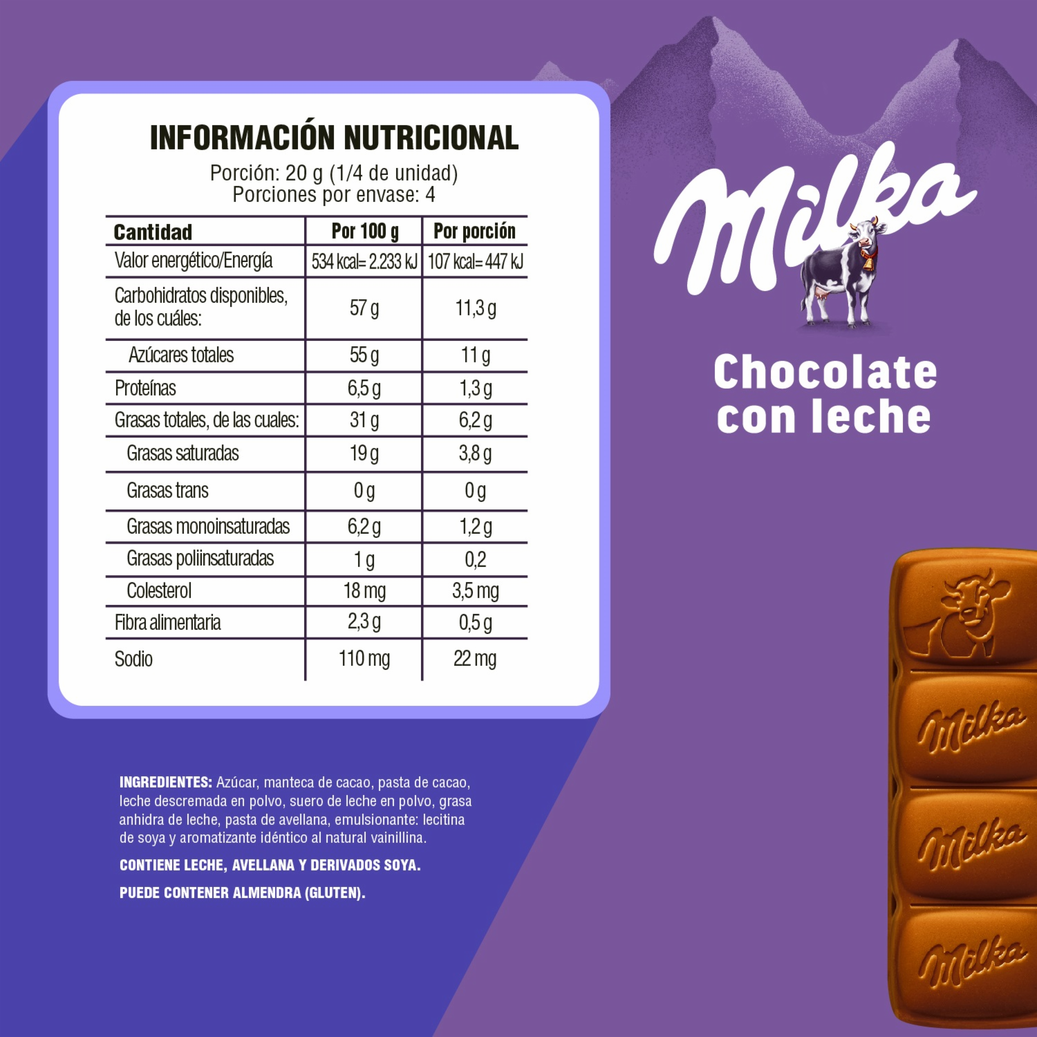 Chocolate De Leche MILKA 80 G