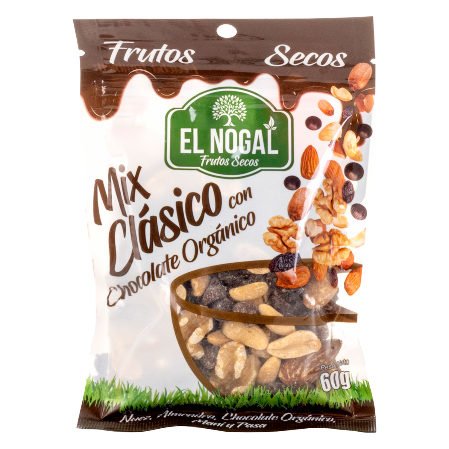 Mix De Nuez Almendras Chocolates Orgánicos Maní Y Pasas EL NOGAL 60g