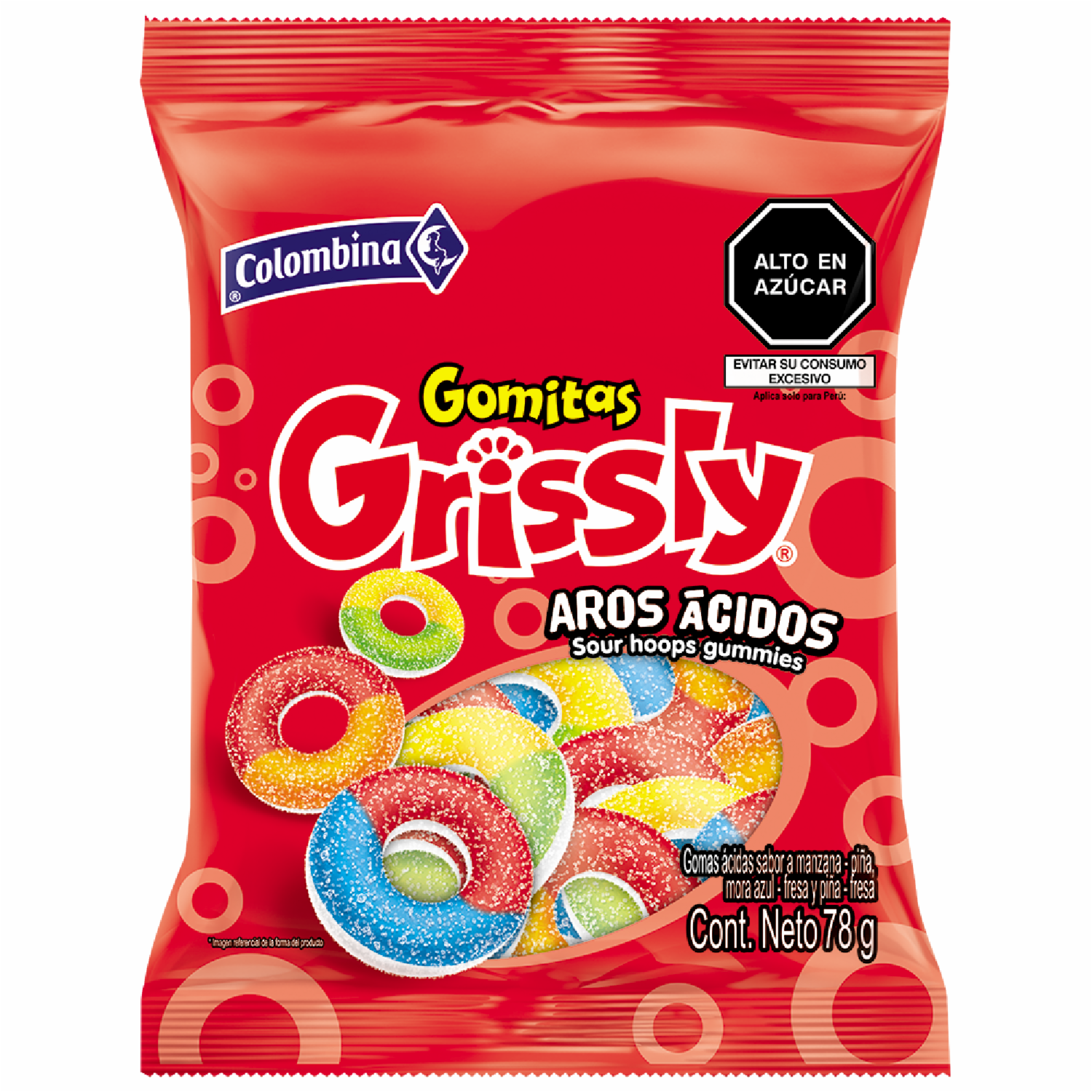 Gomitas Aros Ácidos GRISSLY 78 G