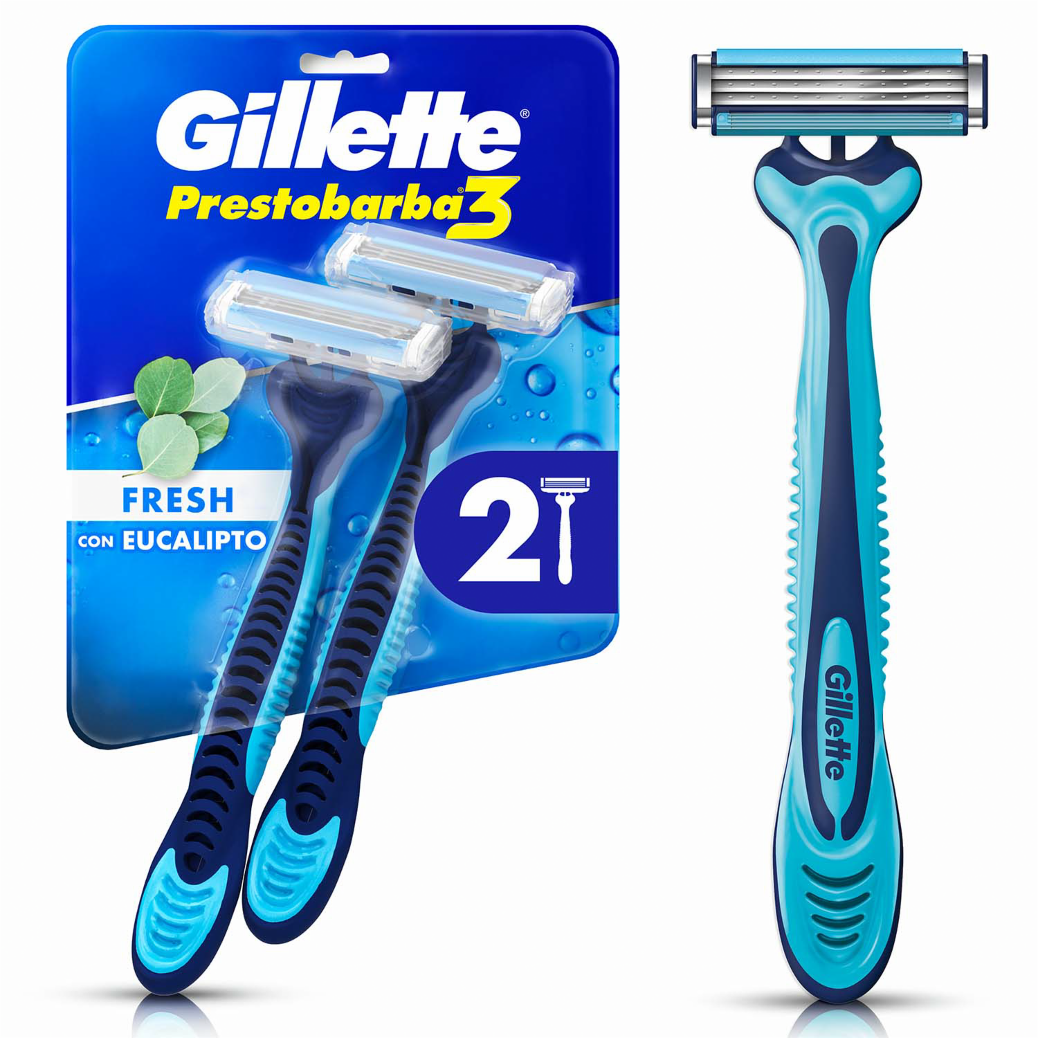 Afeitadora Desechable Prestobarba 3 Fresh Con Eucalipto GILLETTE X 2 Uds