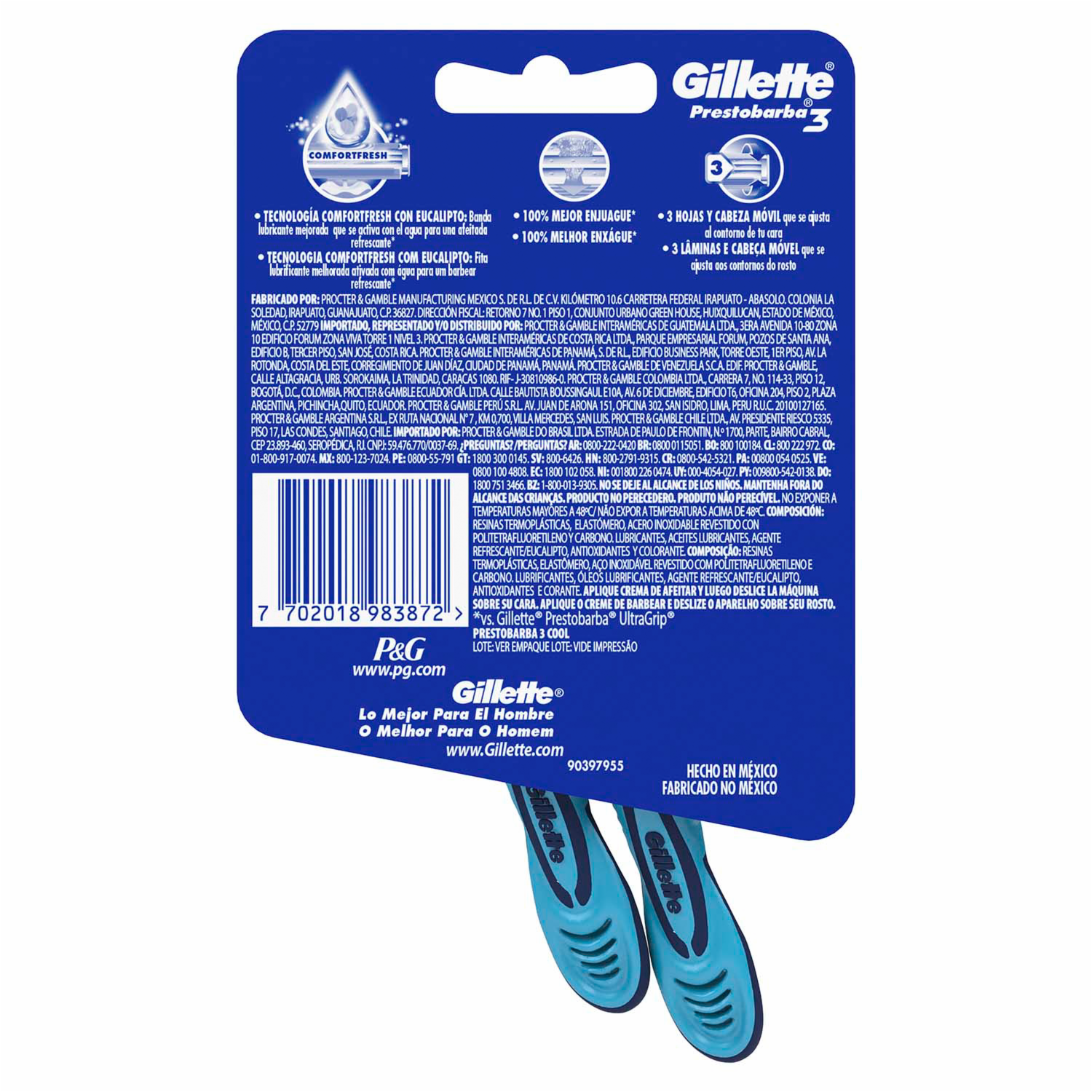 Afeitadora Desechable Prestobarba 3 Fresh Con Eucalipto GILLETTE X 2 Uds
