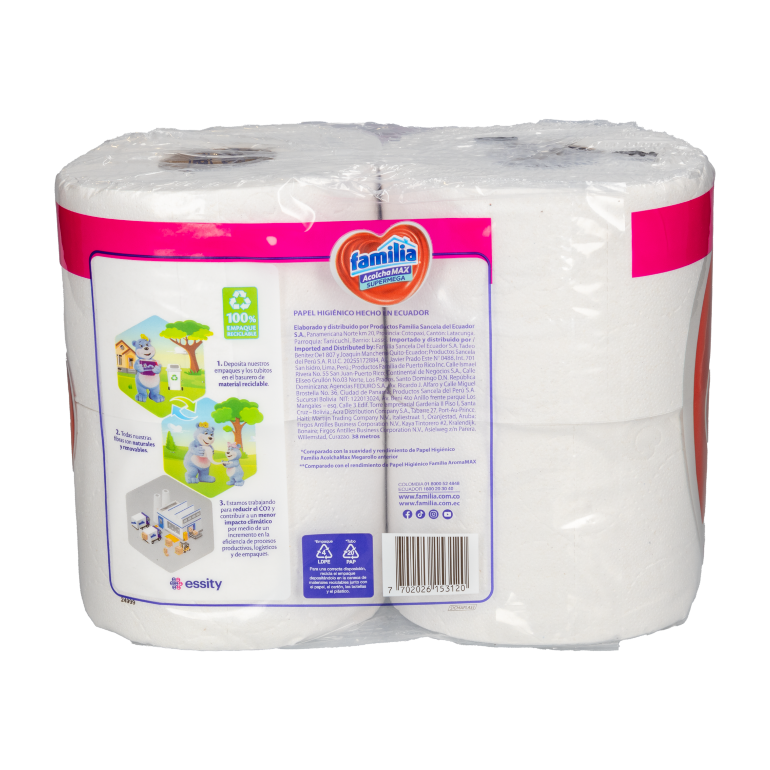 Papel Higiénico Super Megarollo FAMILIA 4 Rollos