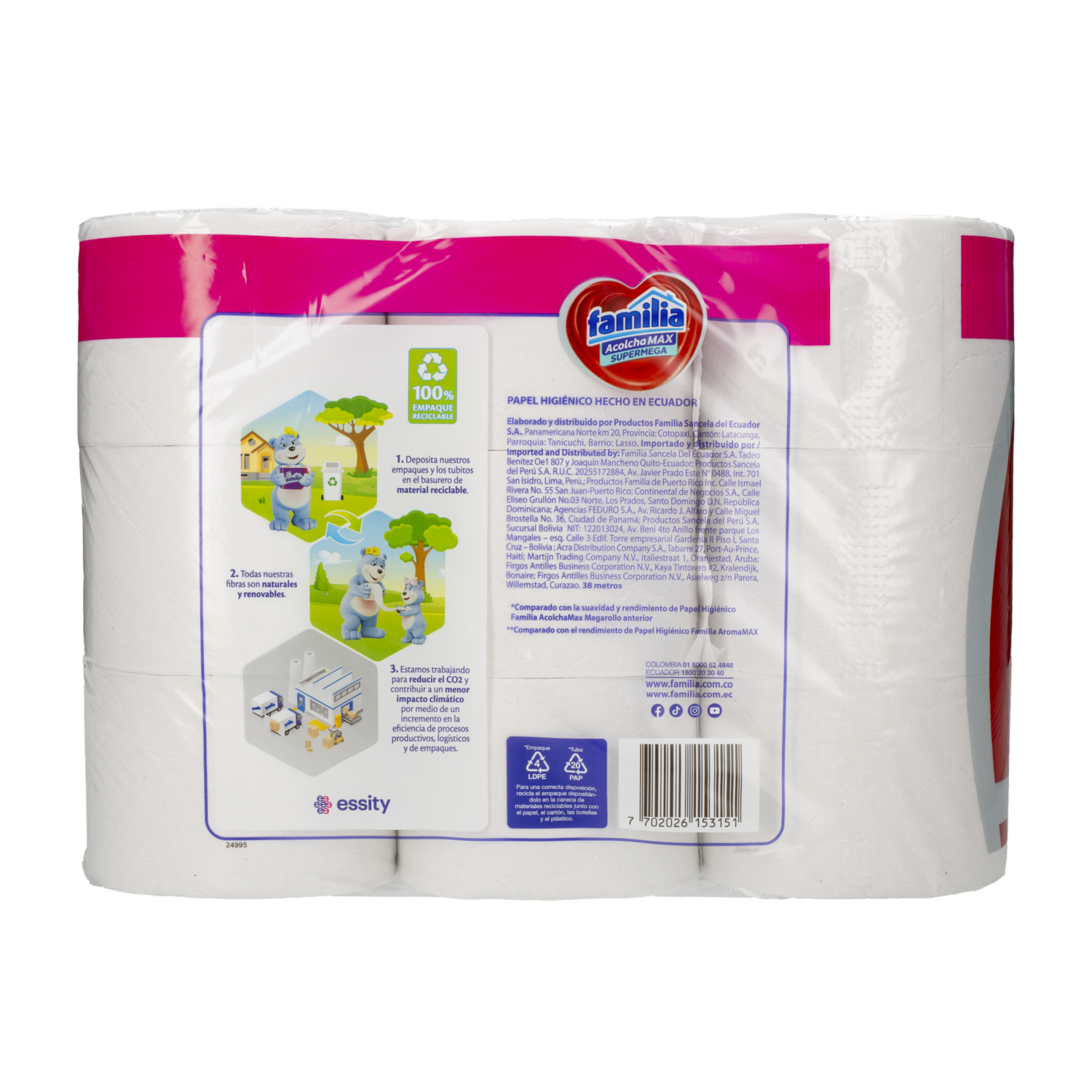 Papel Higiénico Super Megarollo FAMILIA 18 Rollos