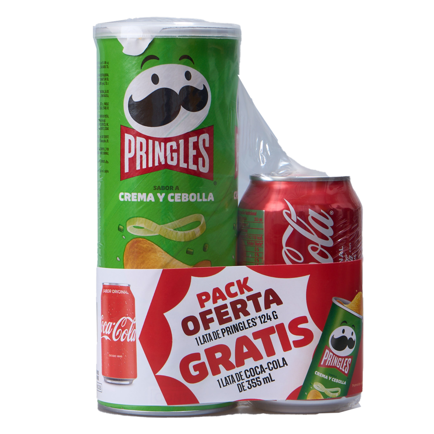 Papas Fritas Pack Pringles Cebolla + Coca Cola Gratis PRINGLES 2 X 62 g