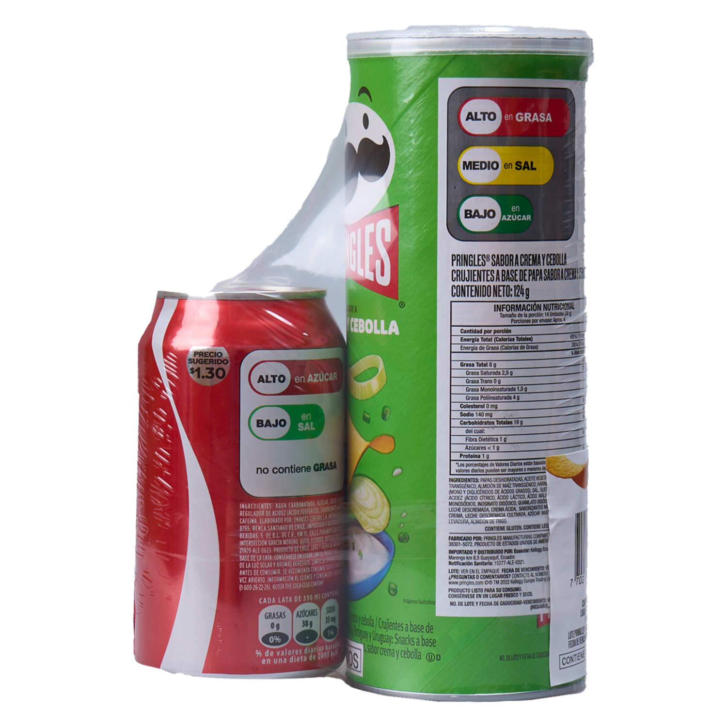 Papas Fritas Pack Pringles Cebolla + Coca Cola Gratis PRINGLES 2 X 62 g