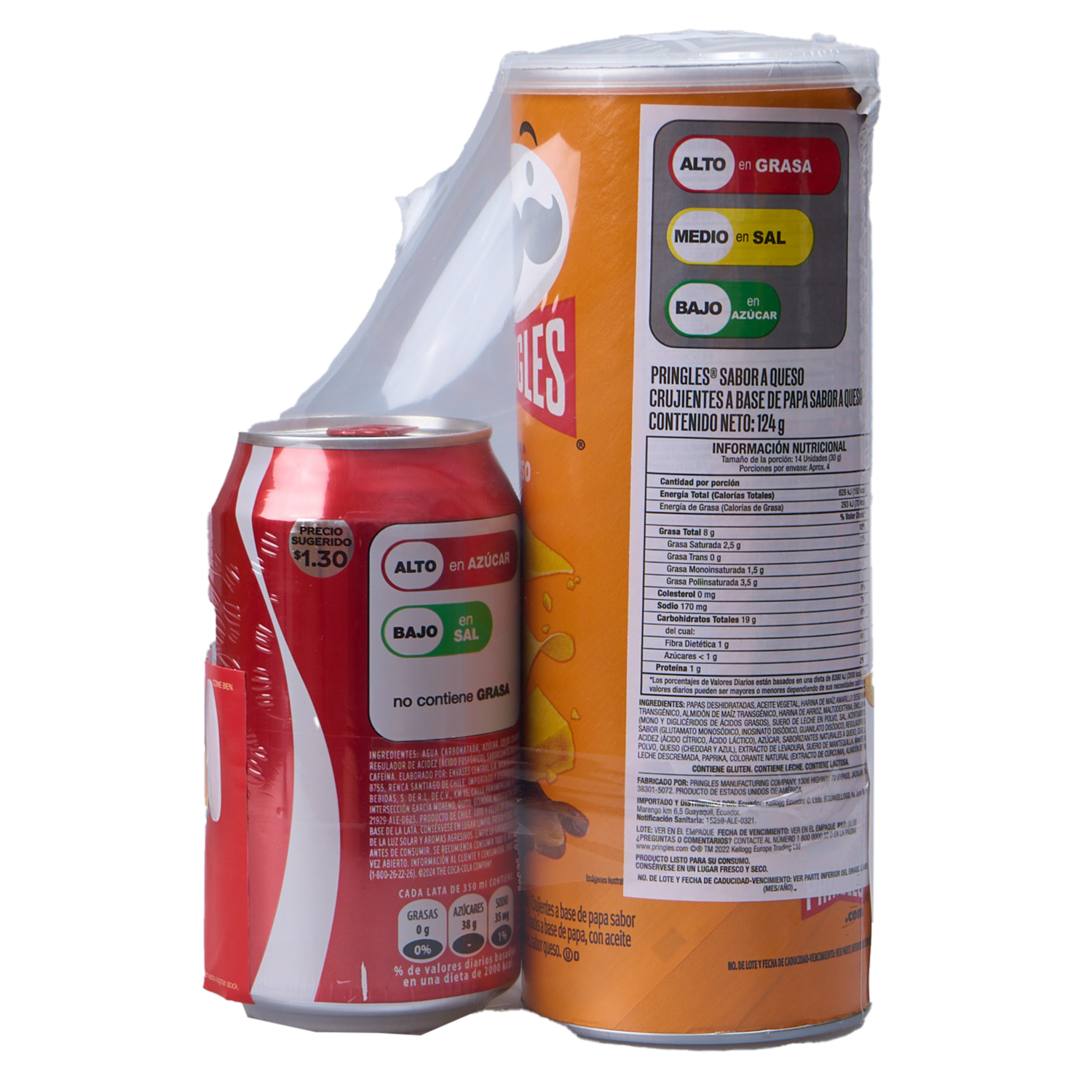 Pack Papas Fritas Coca Cola En Lata PRINGLES 2 X 62  G