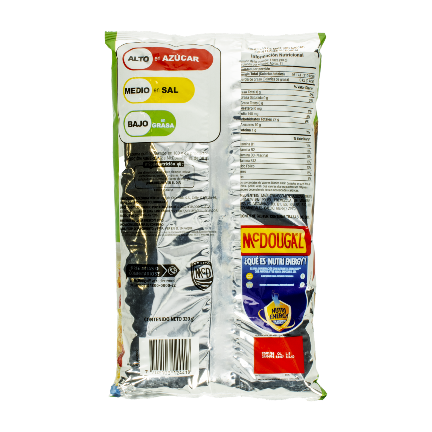 Cereal De Maíz Hojuelas Con Azúcar MC.DOUGAL 320 G