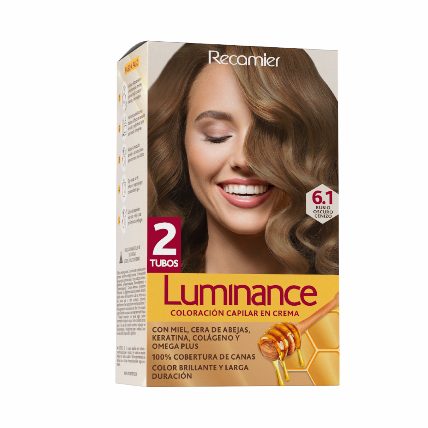 Tinte De Cabello Rubio Oscuro Cenizo Doble Tubo 6.1 LUMINANCE Kit 2 X 60 G