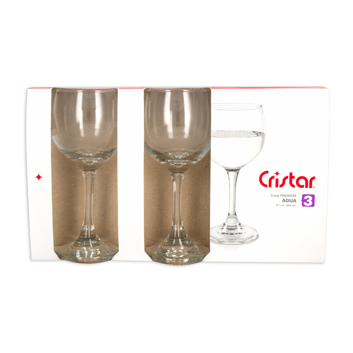 Set Copa De Agua Premie 4440cl3 CRISTAR X 3 Uds