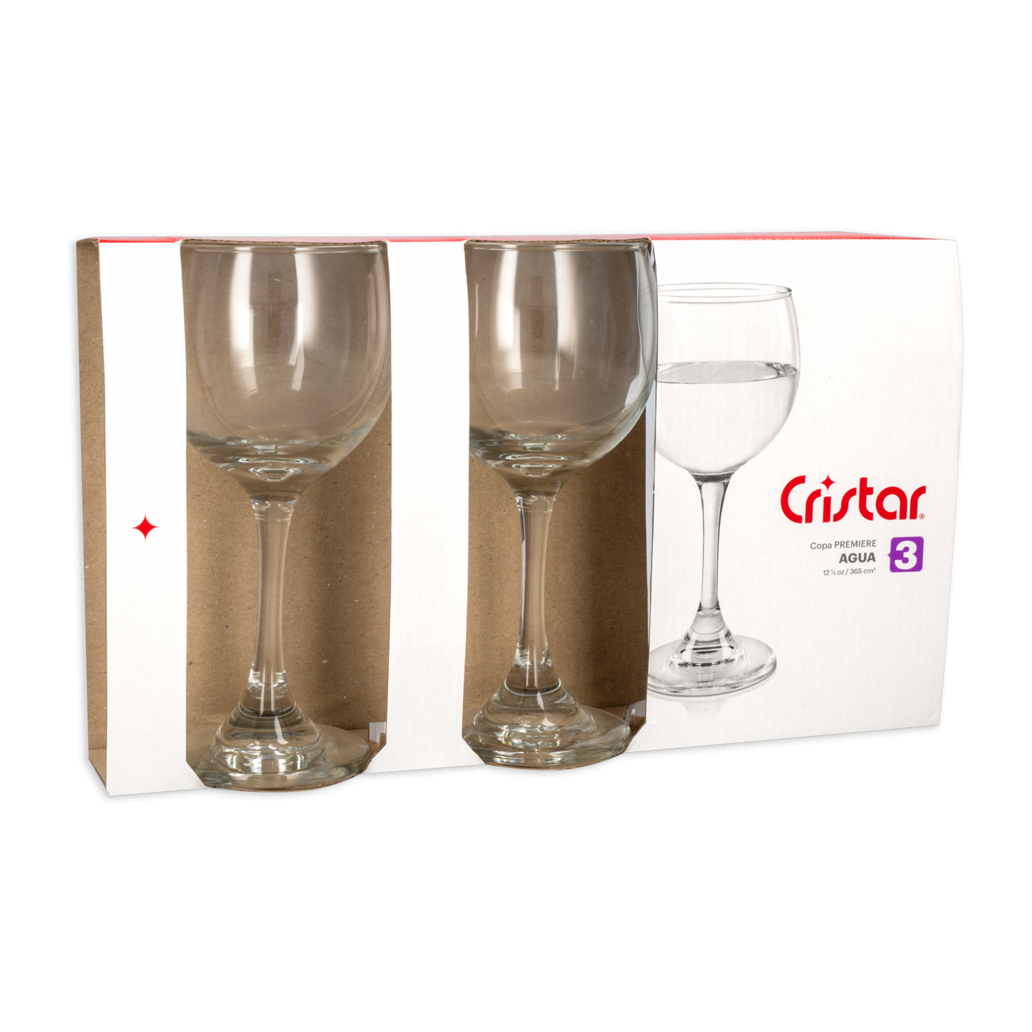 Set Copa De Agua Premie 4440cl3 CRISTAR X 3 Uds