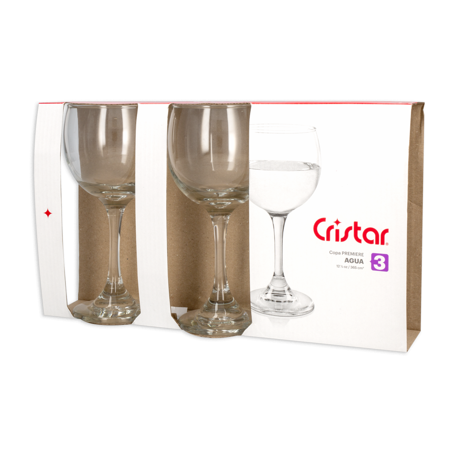 Set Copa De Agua Premie 4440cl3 CRISTAR X 3 Uds