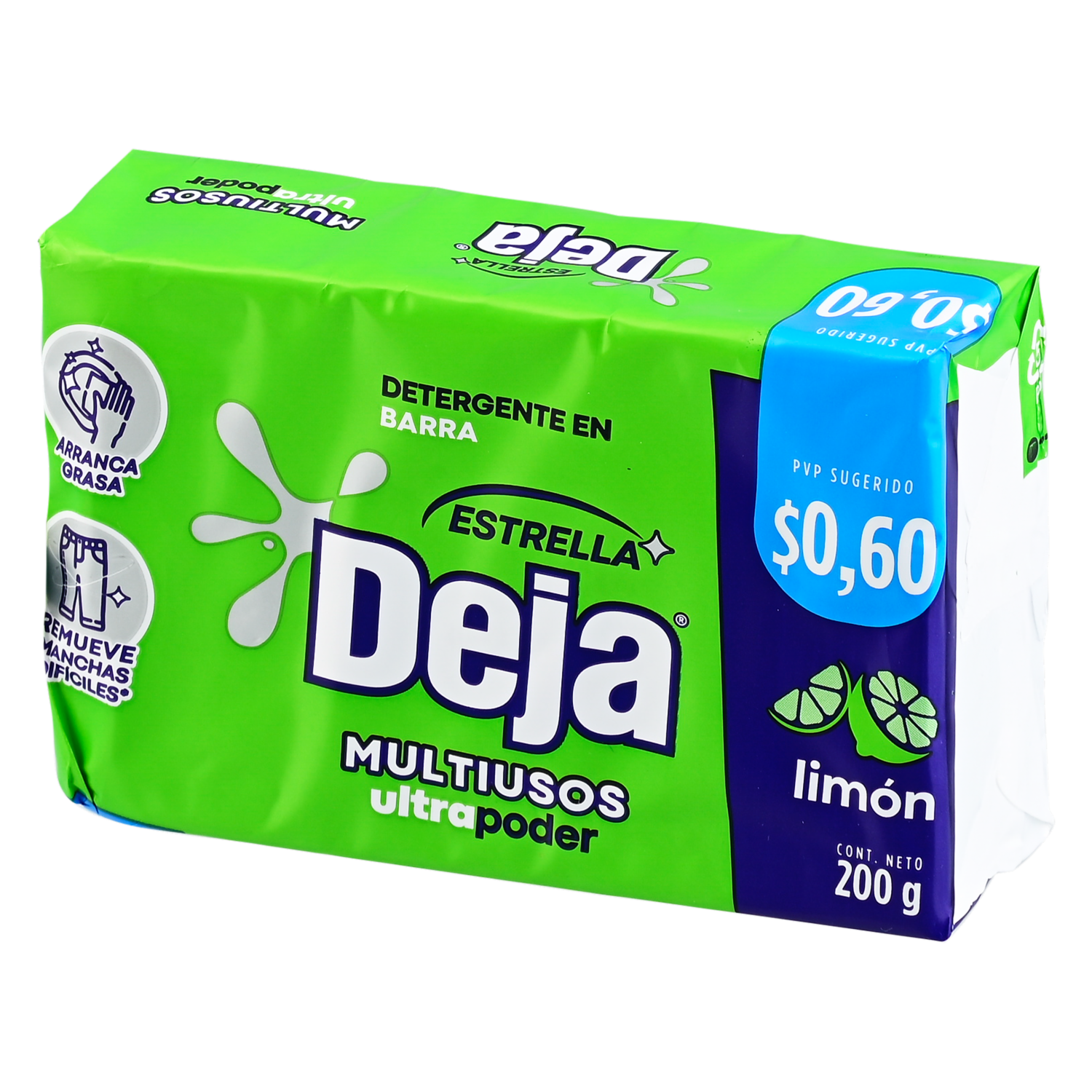 Detergente En Barra Multiusos Utra Poder Fragancia Limón DEJA 200 G