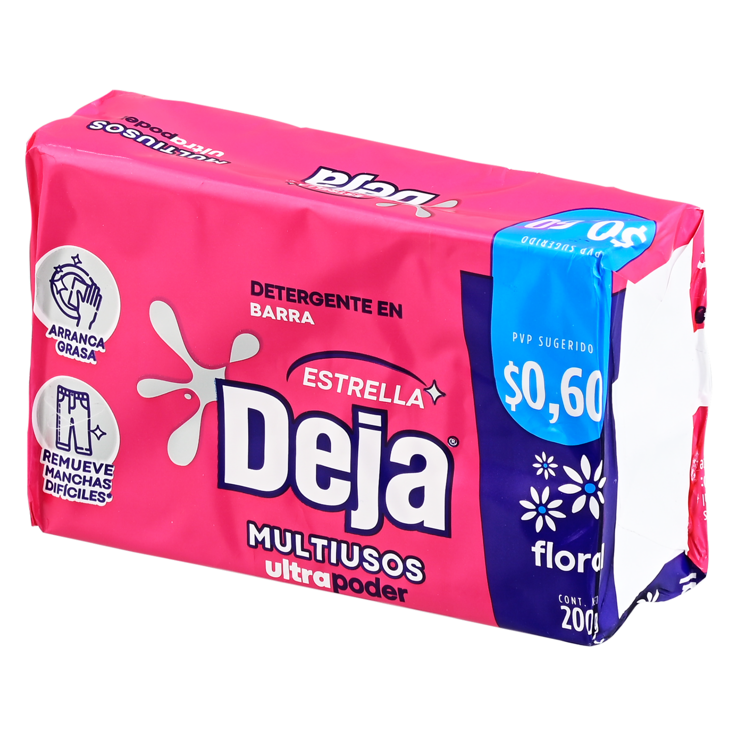 Detergente En Barra Multiusos Utra Poder Fragancia Floral DEJA 200 G