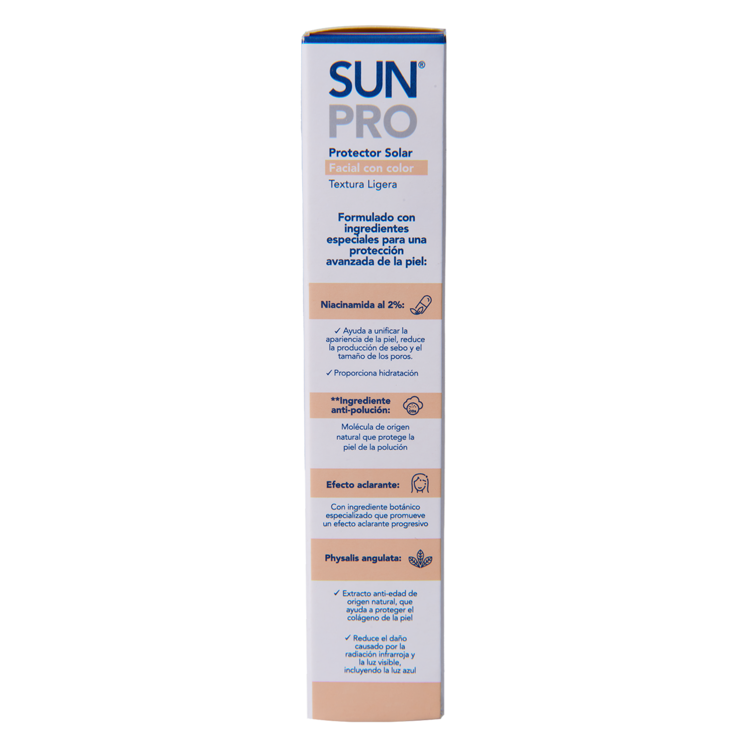 Protector Solar Facial Con Color SPF 50 Textura Ligera SUN PRO 50 Ml