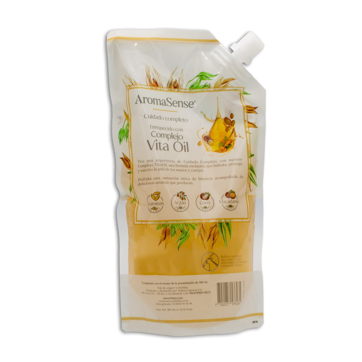 Jabón Cremoso De Avena Para Cuerpo Y Manos AROMAESENSE 400 Ml