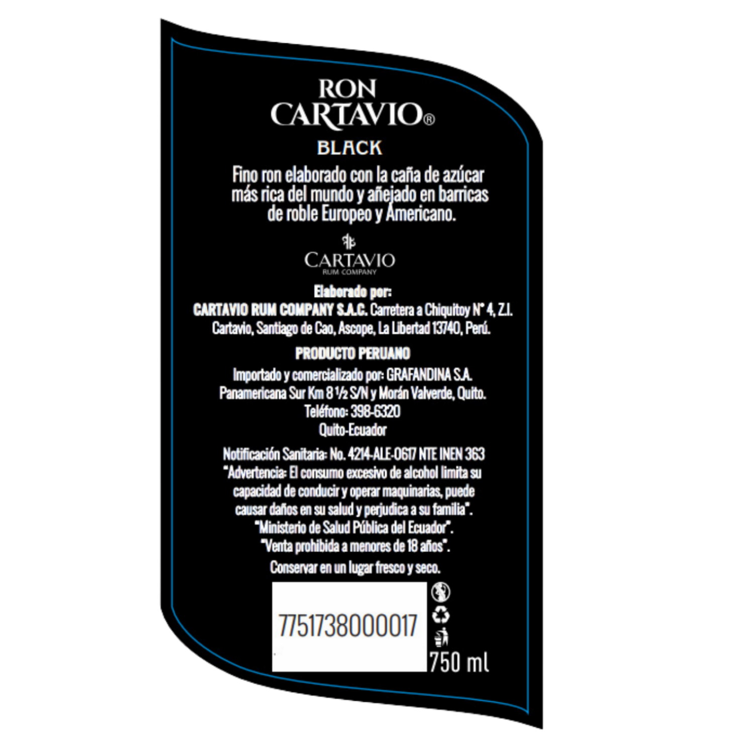 Ron Black CARTAVIO 750 Ml