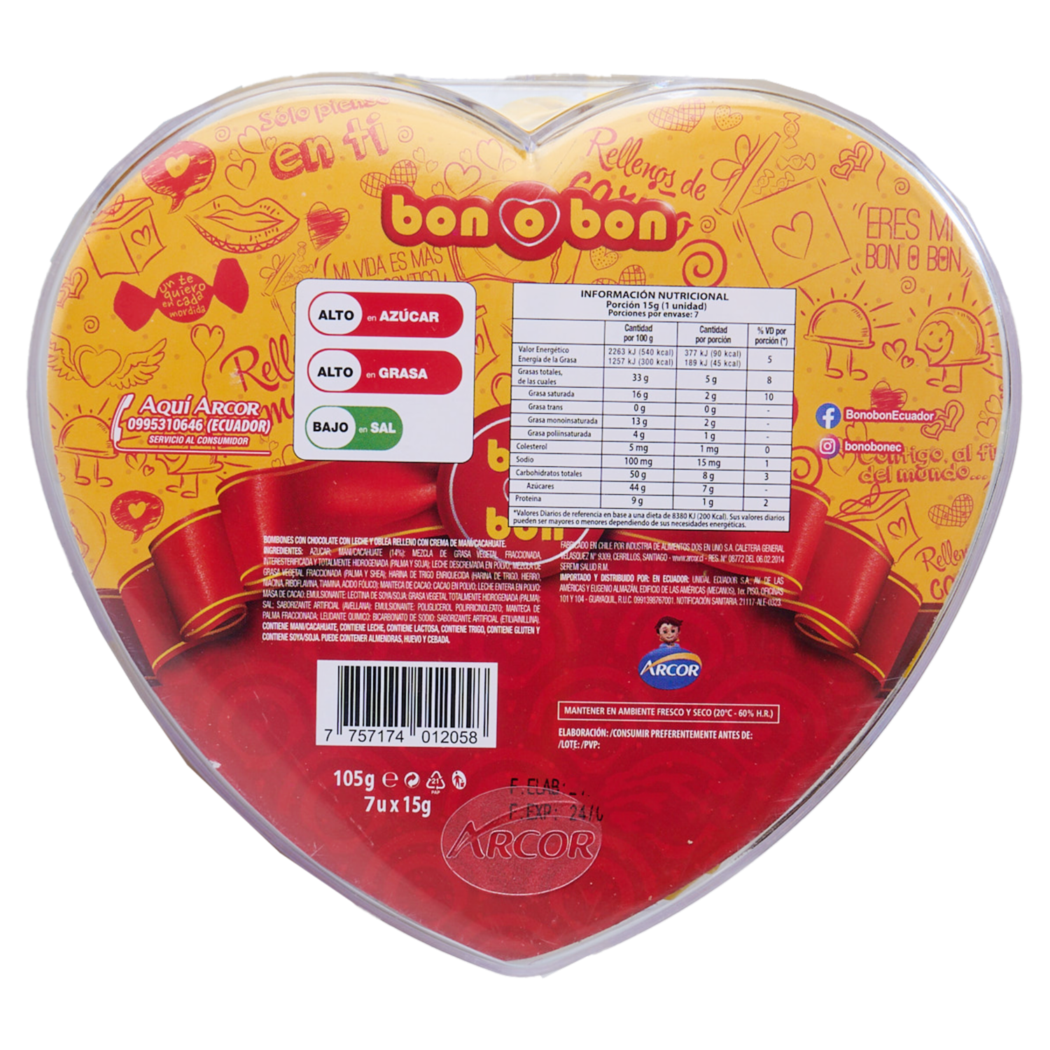 Chocolate Con Leche Estuche Corazón BON O BON 105  G