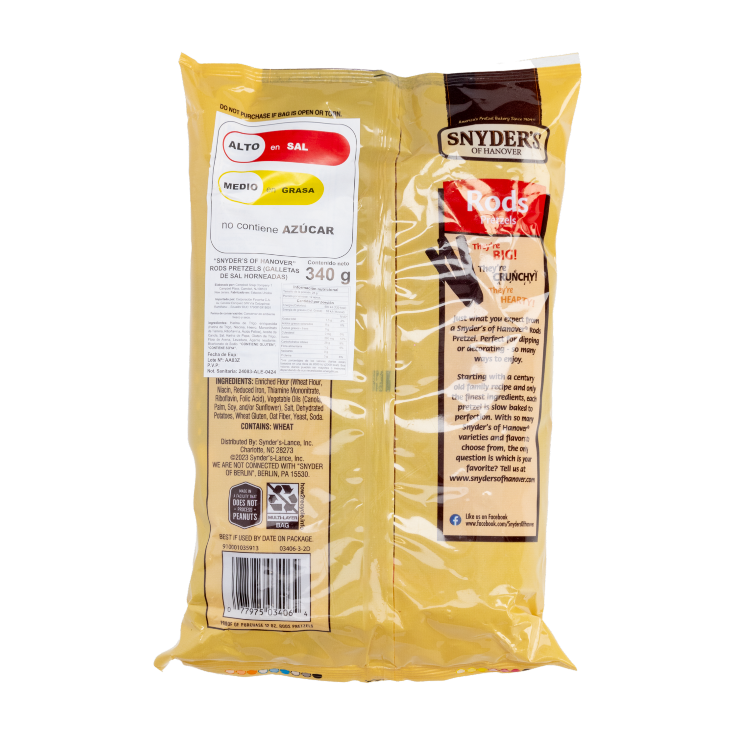 Galletas De Sal Horneadas SNYDER’S 340 G