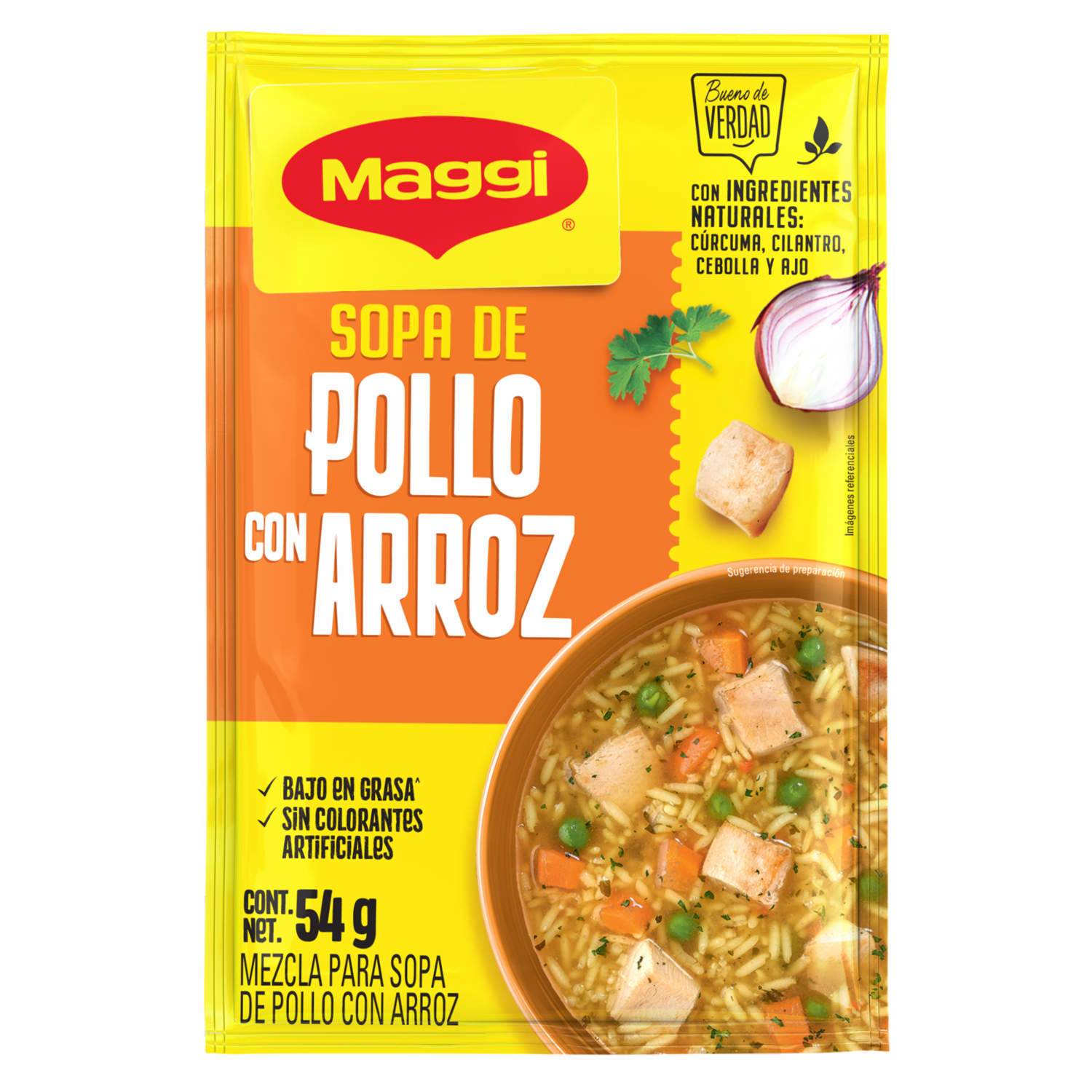 Sopa Instantánea De Pollo Con Arroz MAGGI 12 X 54 G